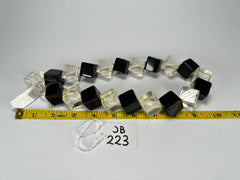 Jackie Brazil "Galactic" Black & Clear Squares Short Resin Necklace ( N2662 )