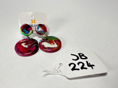 Jackie Brazil "Duo Stud" Kandinsky Disk On Pin Resin Earrings ( E0520 )