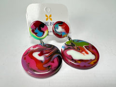 Jackie Brazil "Duo Stud" Kandinsky Disk On Pin Resin Earrings ( E0520 )