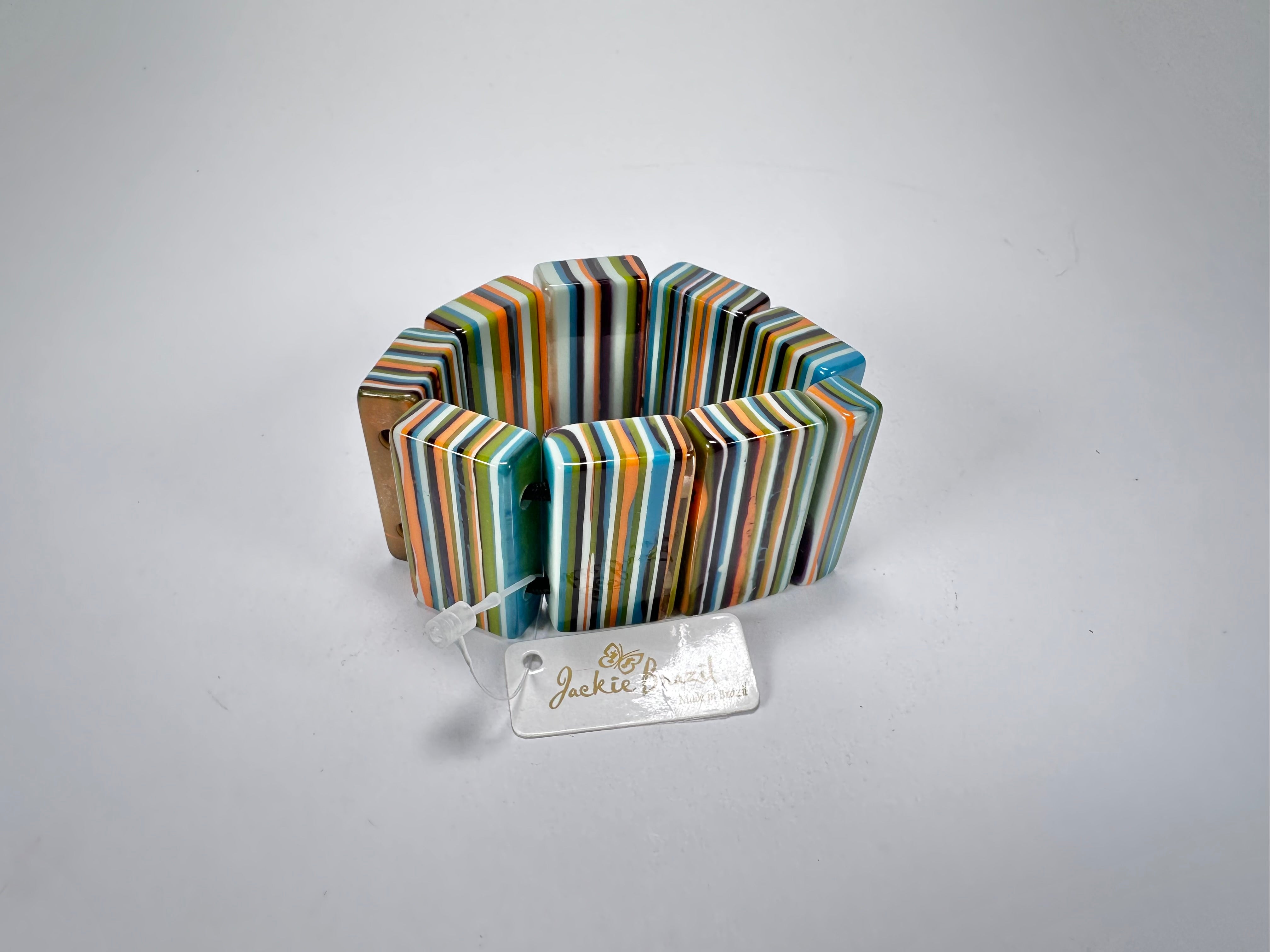 Jackie Brazil "Pop Art" Liquorice Winter Mix 8 Squares Elasticated Bracelet ( B0376 )