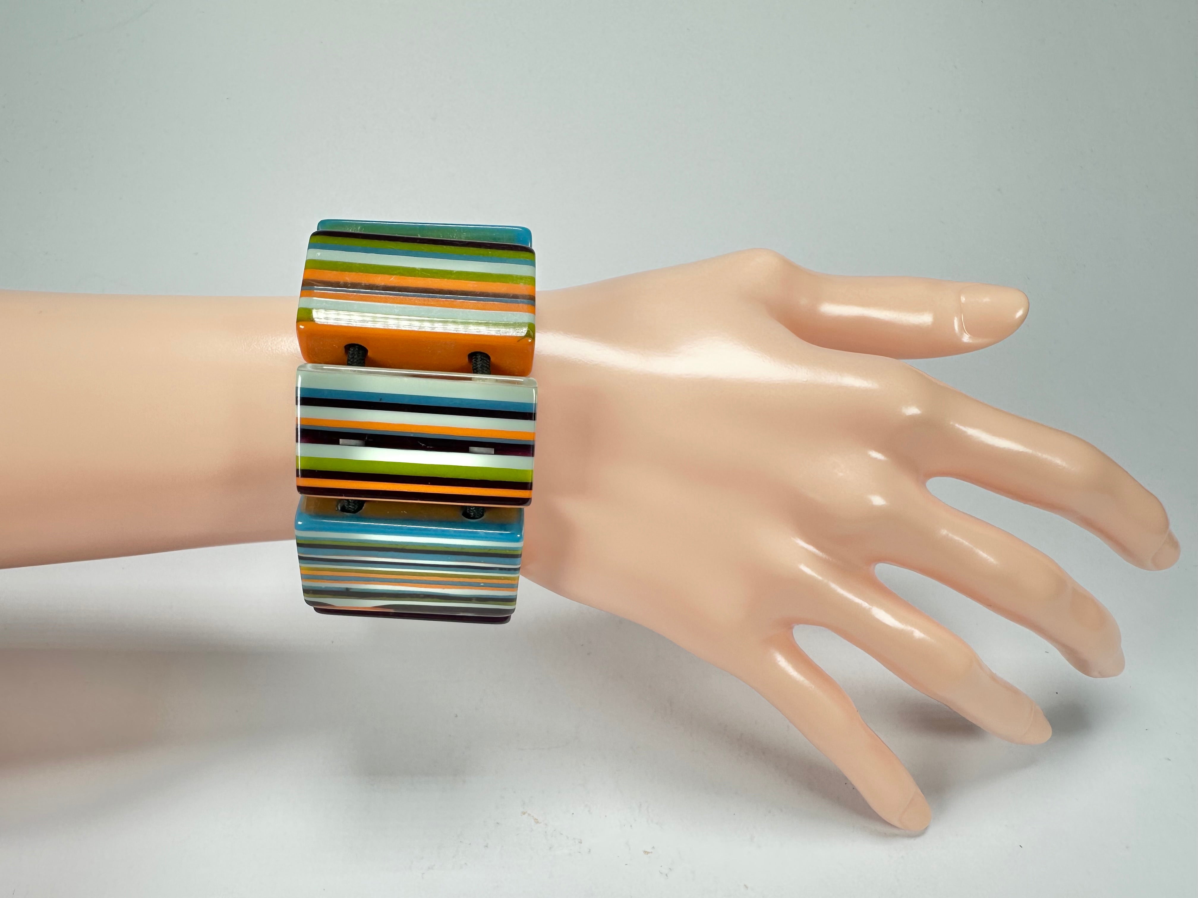 Jackie Brazil "Pop Art" Liquorice Winter Mix 8 Squares Elasticated Bracelet ( B0376 )