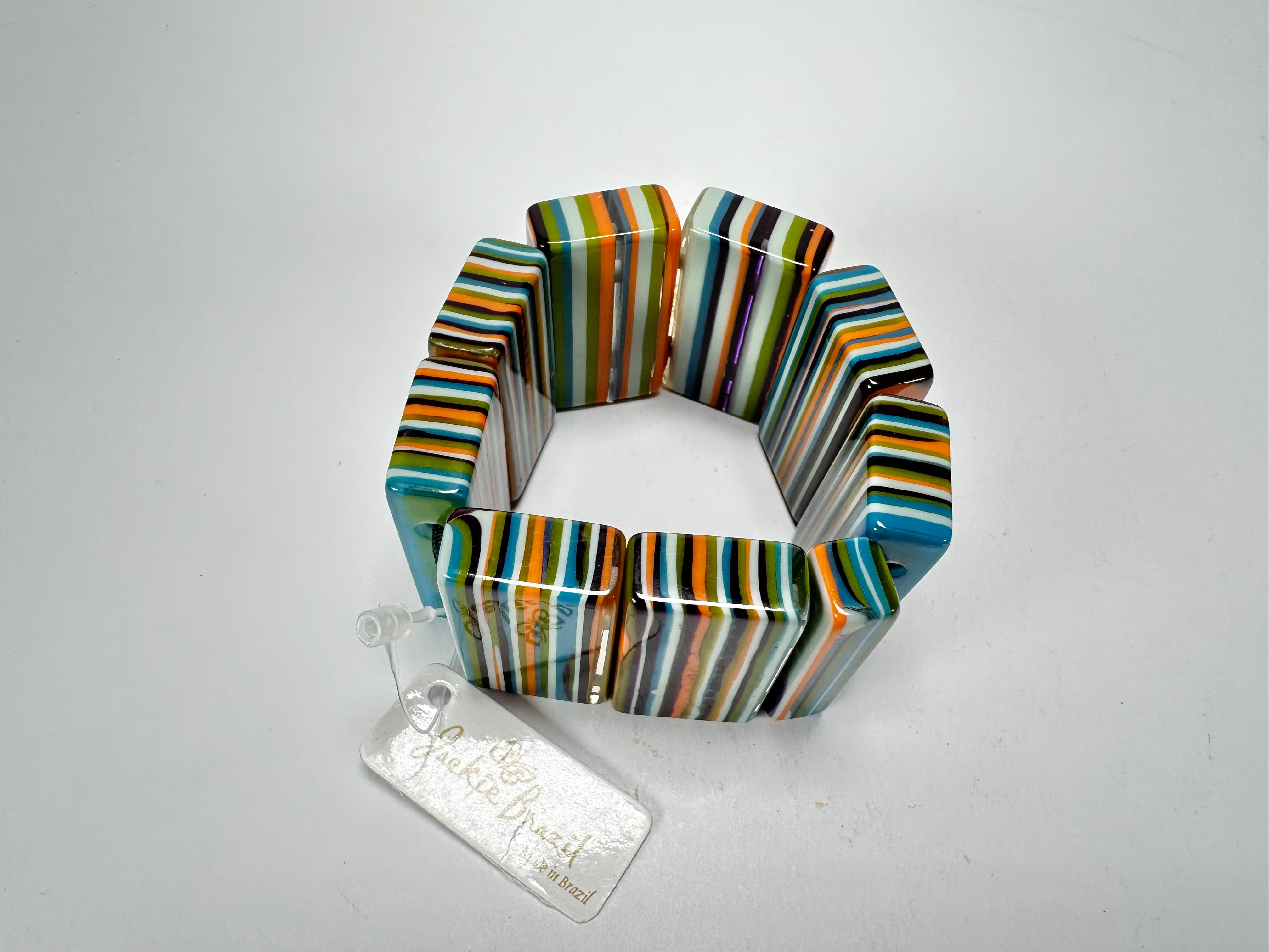 Jackie Brazil "Pop Art" Liquorice Winter Mix 8 Squares Elasticated Bracelet ( B0376 )