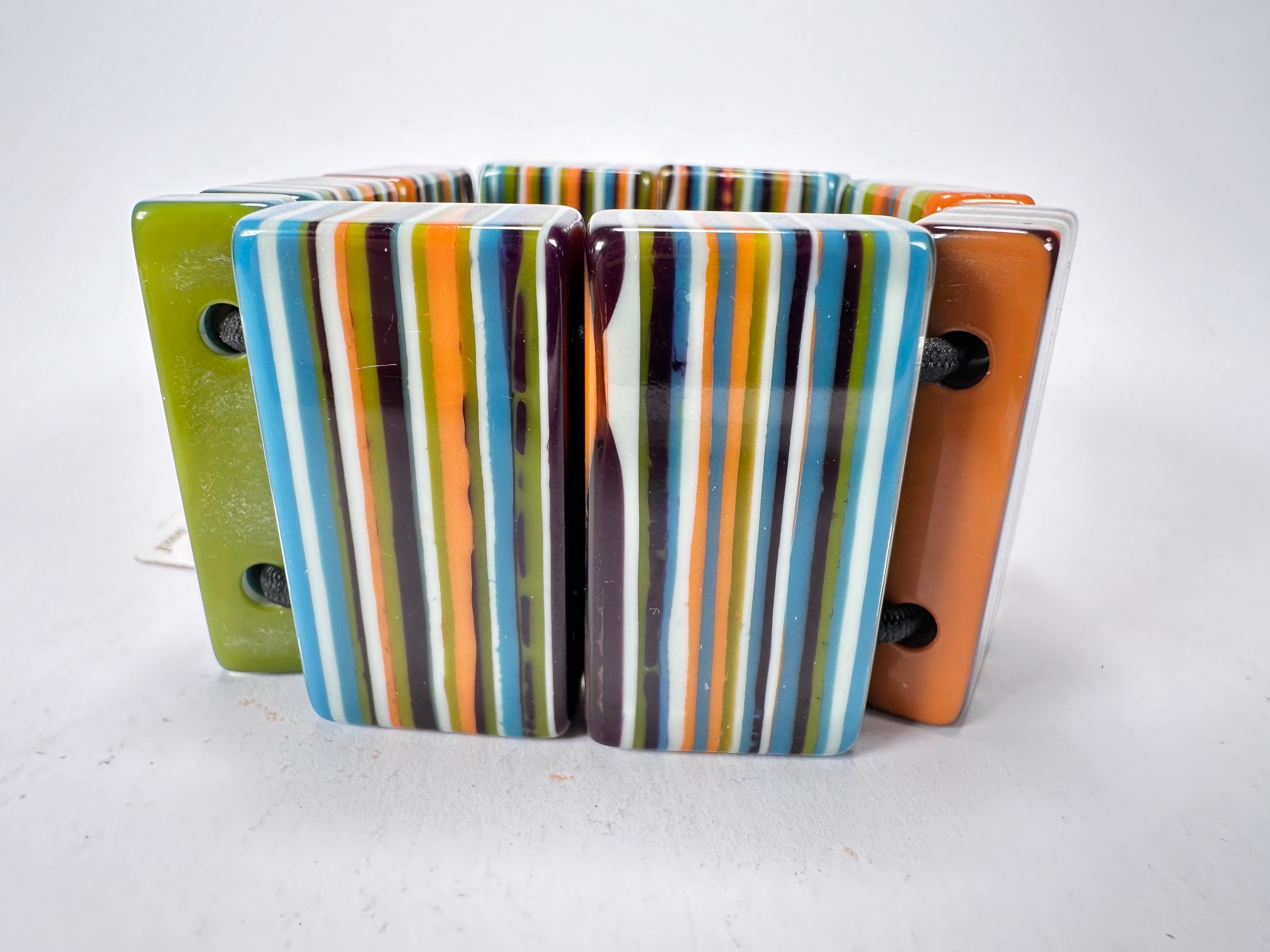 Jackie Brazil "Pop Art" Liquorice Winter Mix 8 Squares Elasticated Bracelet ( B0376 )