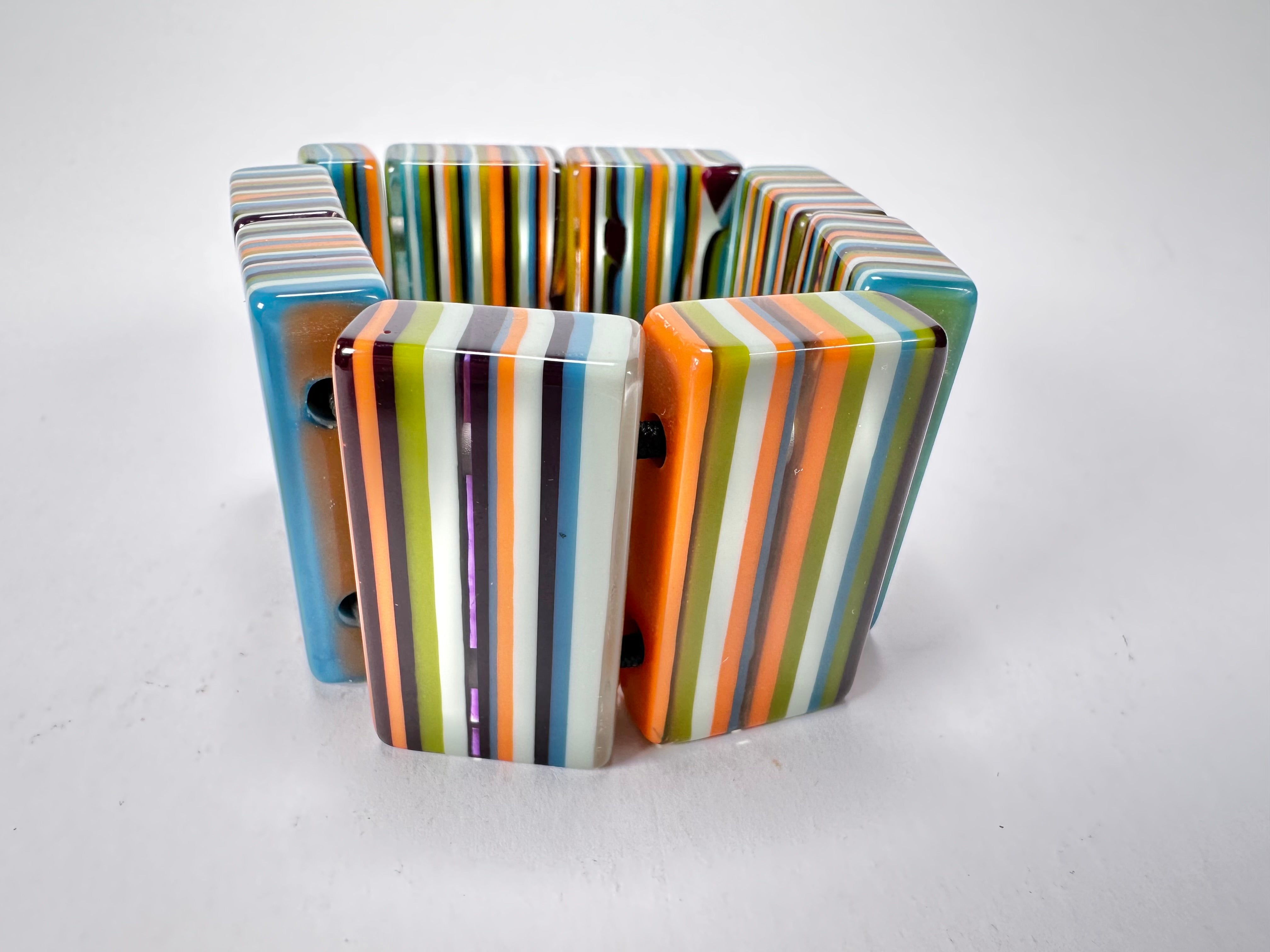 Jackie Brazil "Pop Art" Liquorice Winter Mix 8 Squares Elasticated Bracelet ( B0376 )