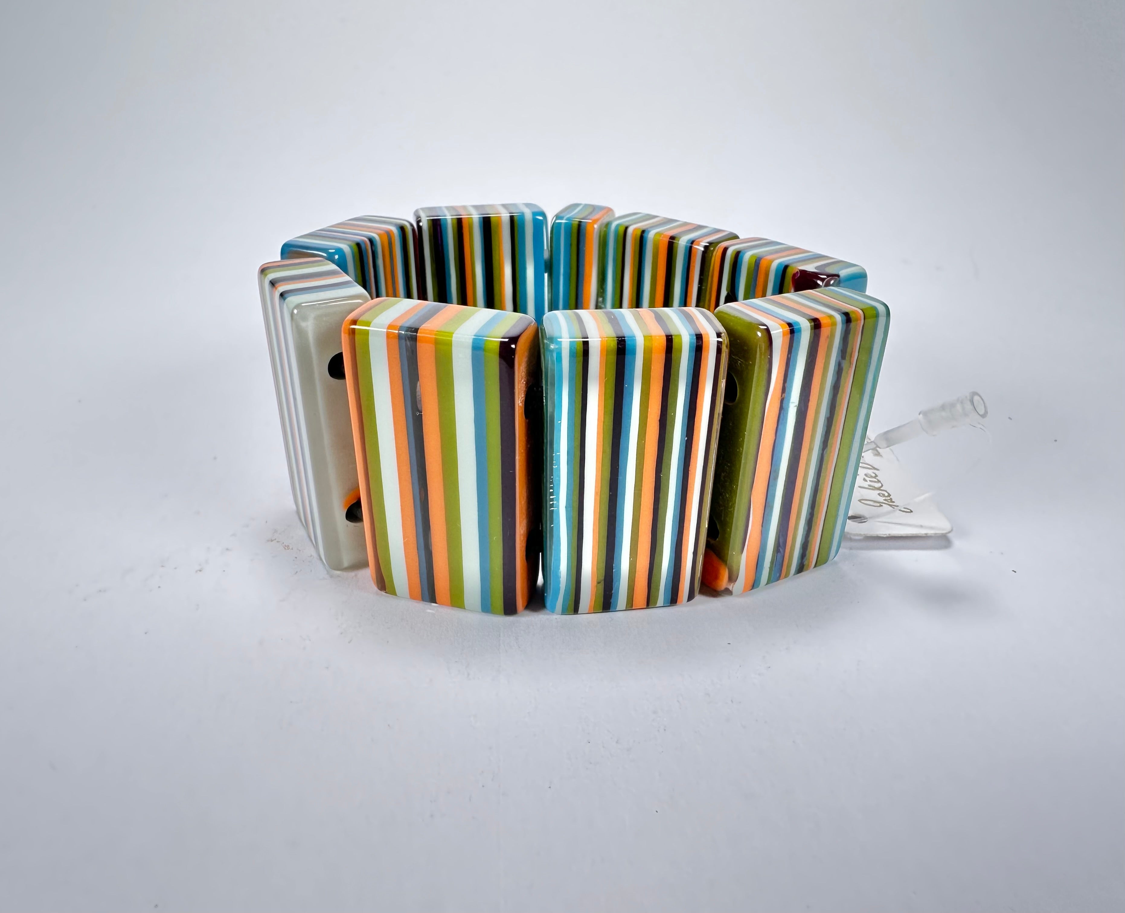 Jackie Brazil "Pop Art" Liquorice Winter Mix 8 Squares Elasticated Bracelet ( B0376 )
