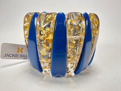 Jackie Brazil "Tulip" Royal Blue & Gold Flakes Elasticated Bracelet ( B0026 )