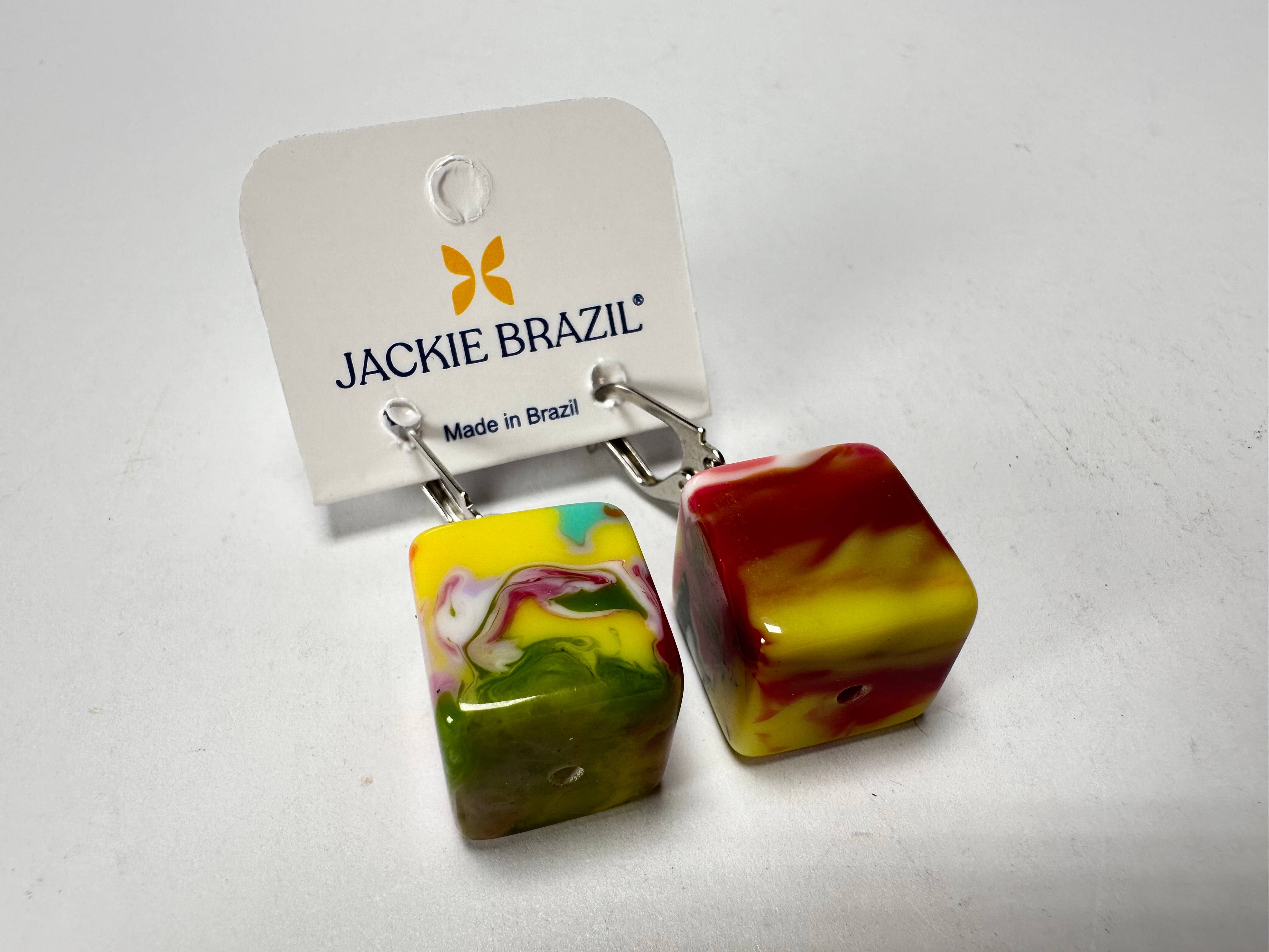 Jackie Brazil "Liquorice Cube" Kandinsky Allsorts Resin Earrings ( E0126 )