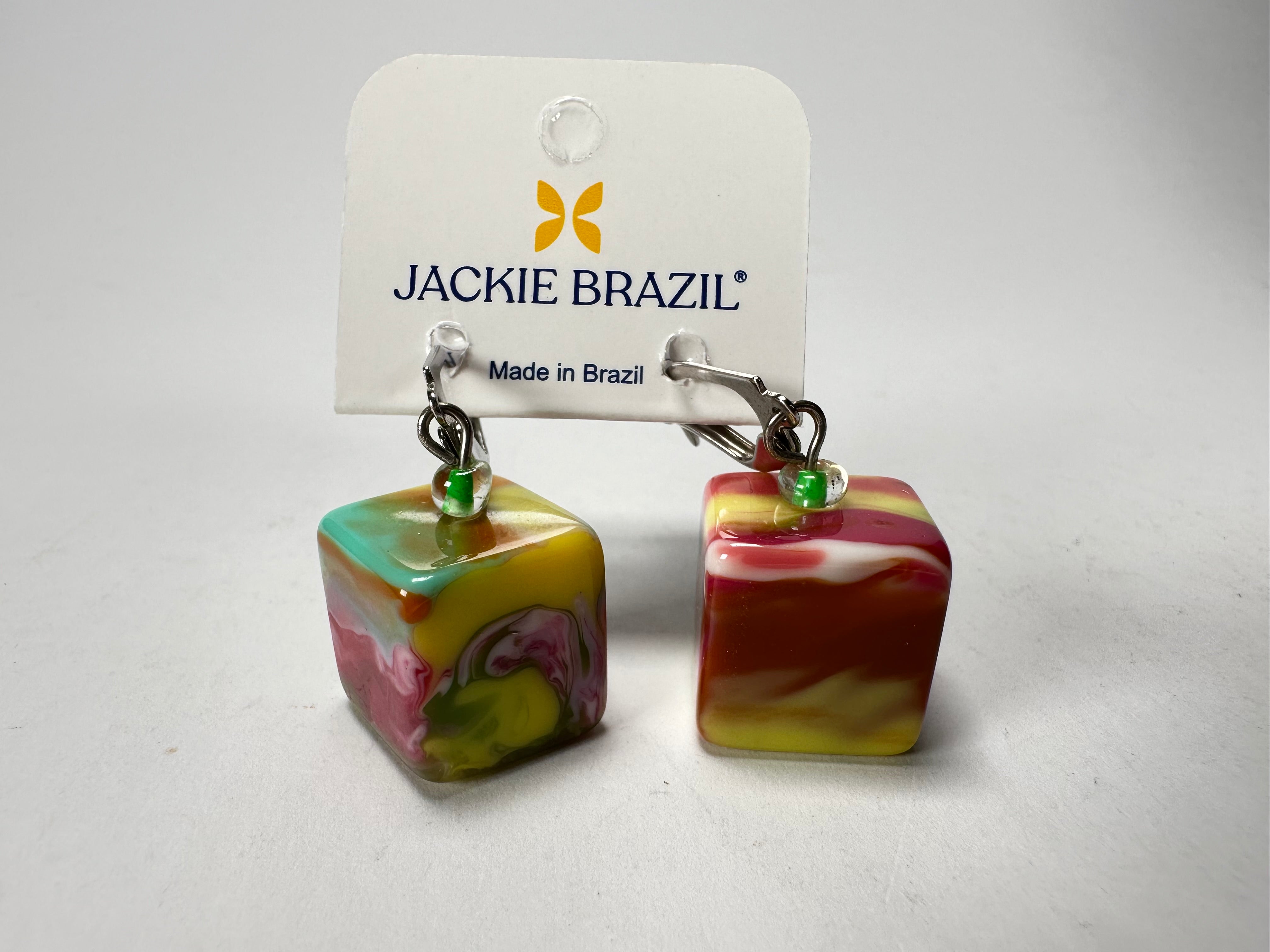 Jackie Brazil "Liquorice Cube" Kandinsky Allsorts Resin Earrings ( E0126 )