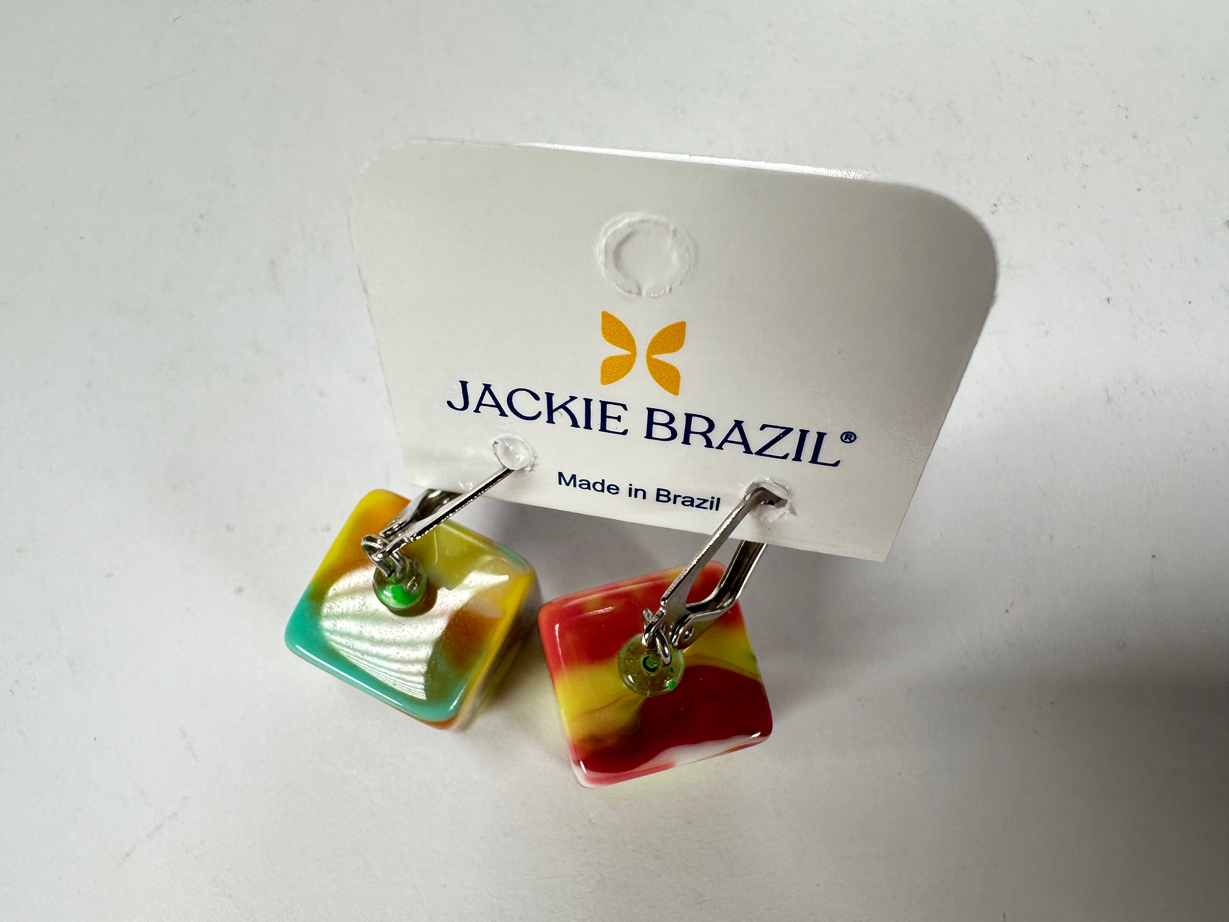 Jackie Brazil "Liquorice Cube" Kandinsky Allsorts Resin Earrings ( E0126 )