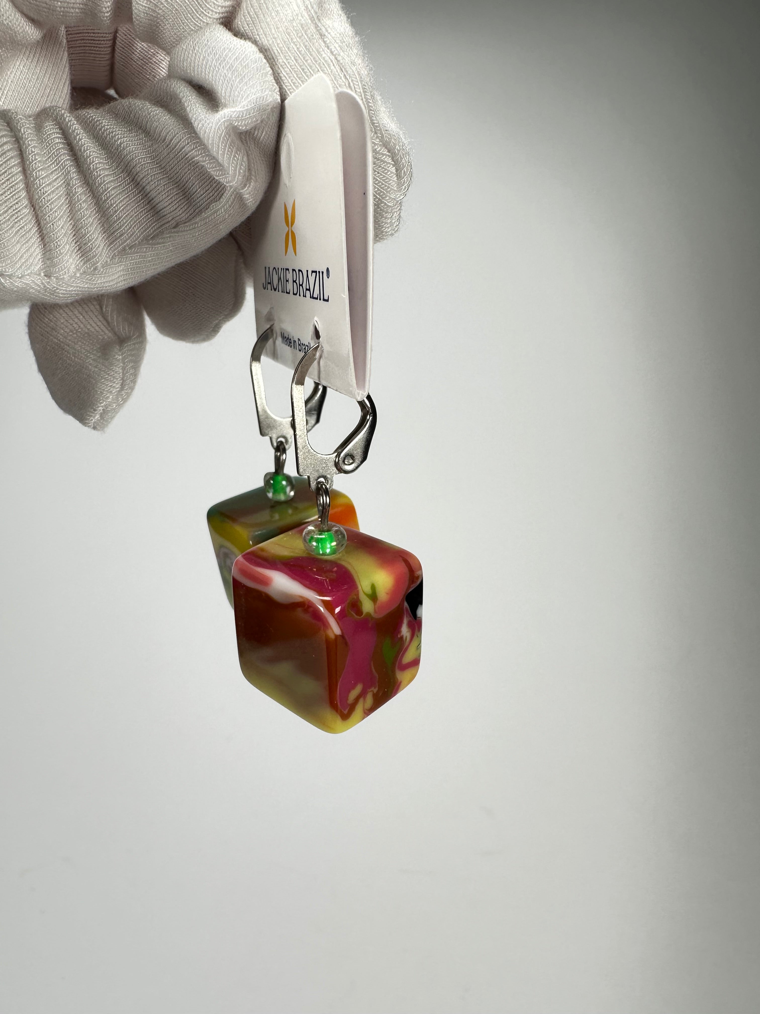 Jackie Brazil "Liquorice Cube" Kandinsky Allsorts Resin Earrings ( E0126 )