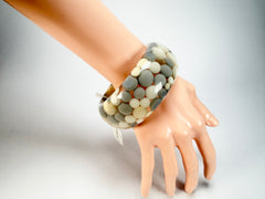 Jackie Brazil "Petit Balls" Cream Mix Spots Solid Round Resin 3.4cm Bangle ( B2520 )