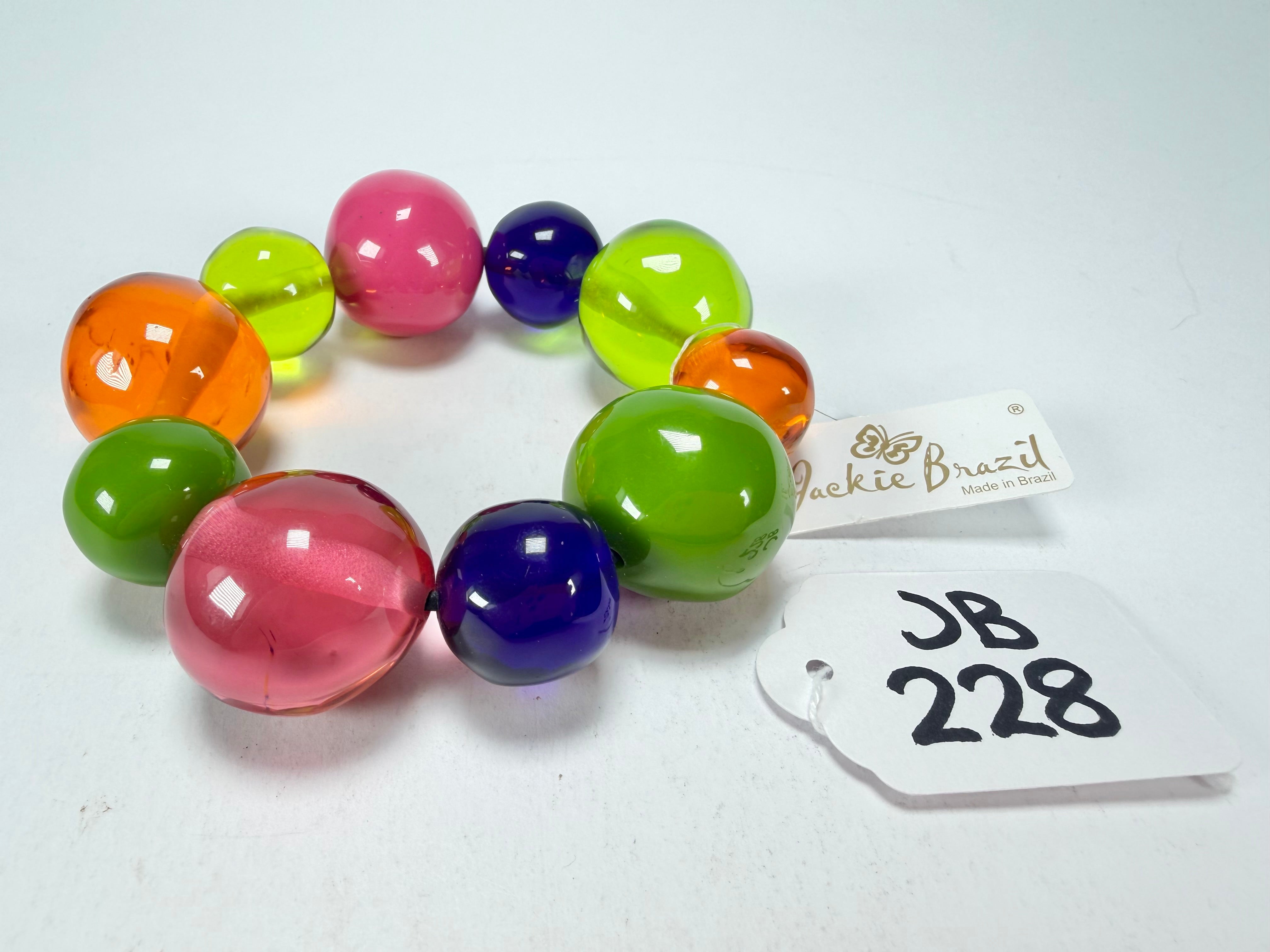 Jackie Brazil "Pebbles On Elastic" Transparent Summer Mix Resin Bracelet ( B2693 )