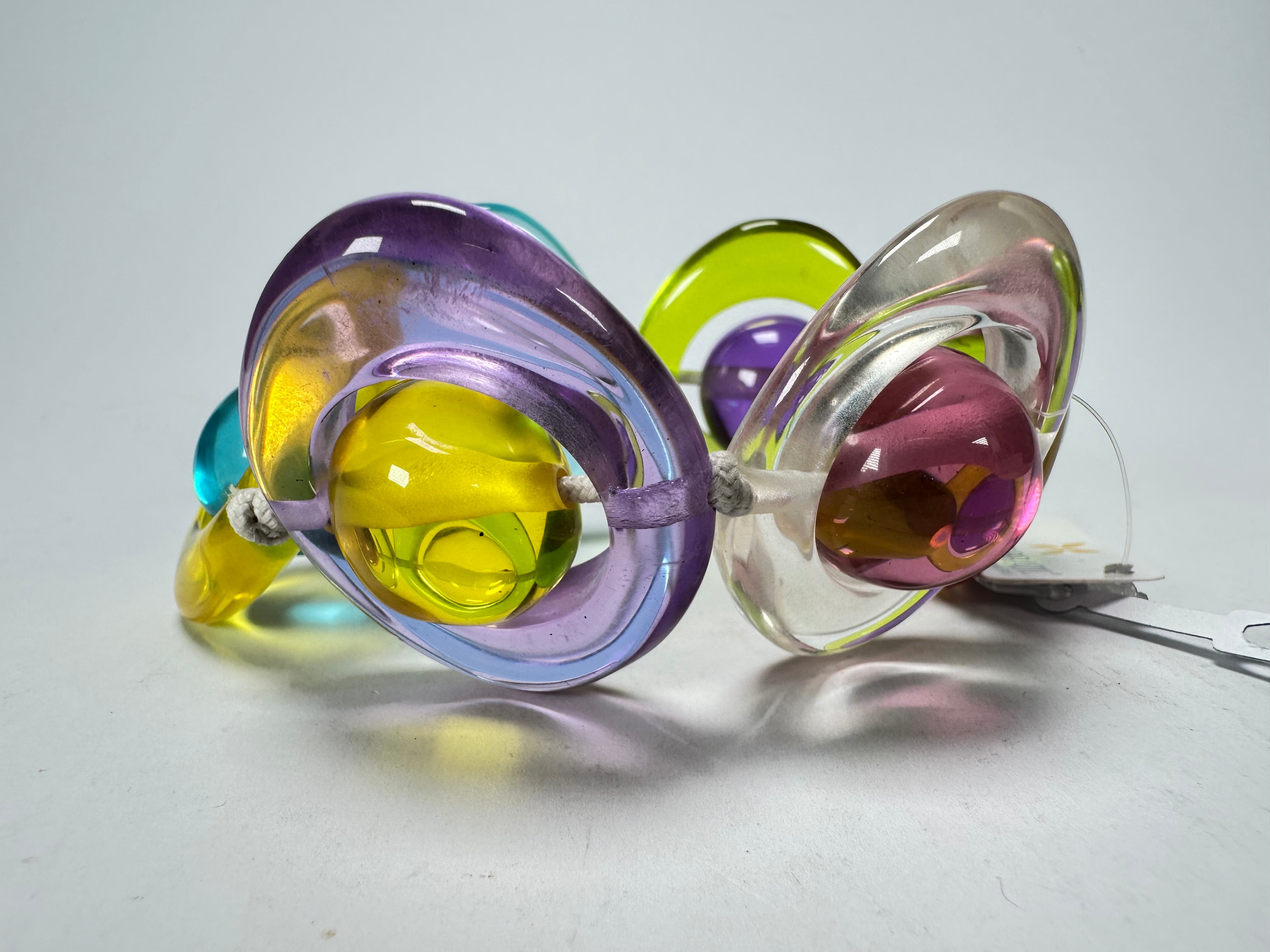 Jackie Brazil "Saturn" Transparent Disc & Ball Elastic Bracelet ( B0052 )