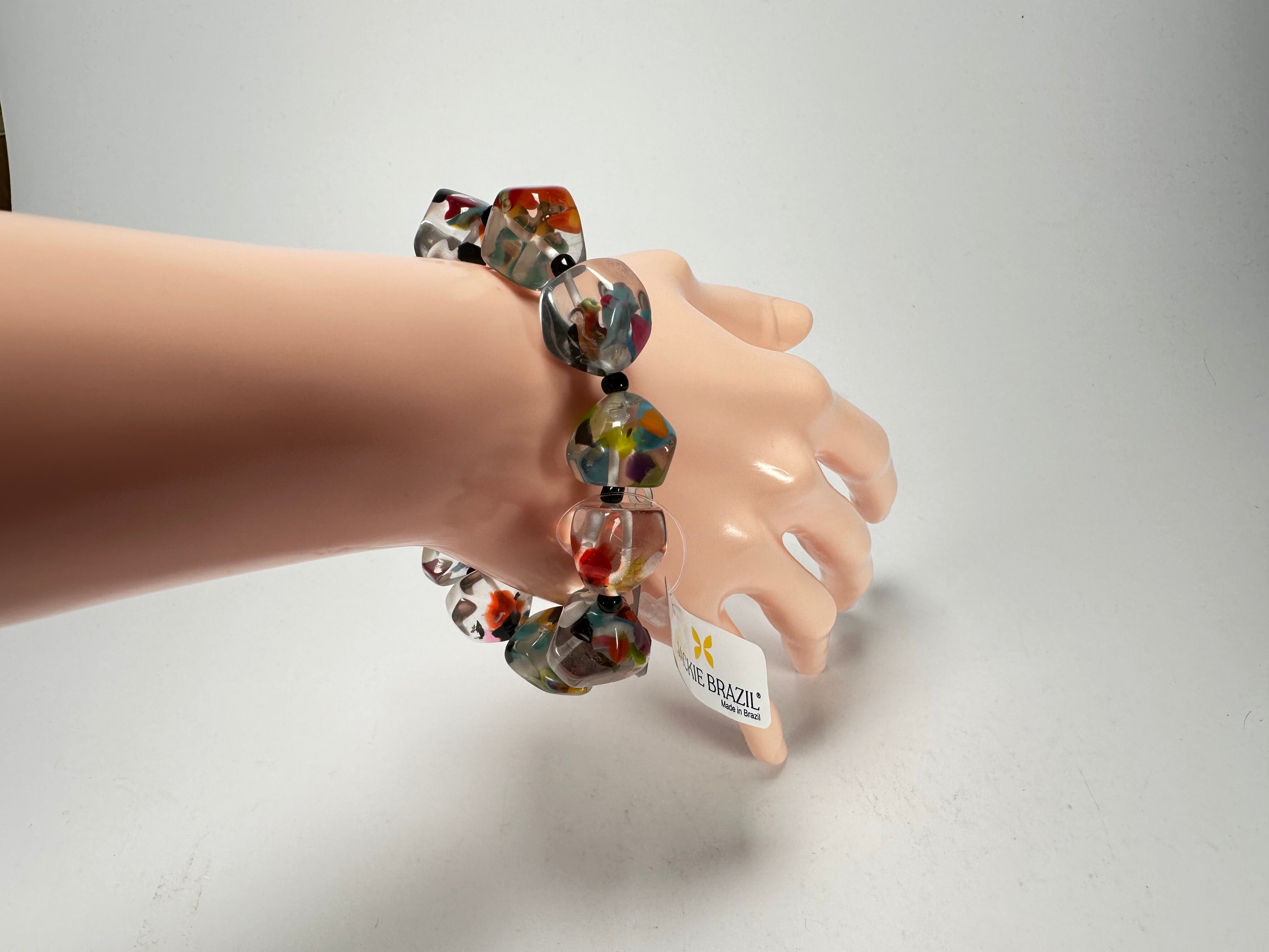 Jackie Brazil "Camille" Cascade Small Abstract Stones Resin Bracelet ( B0930 )