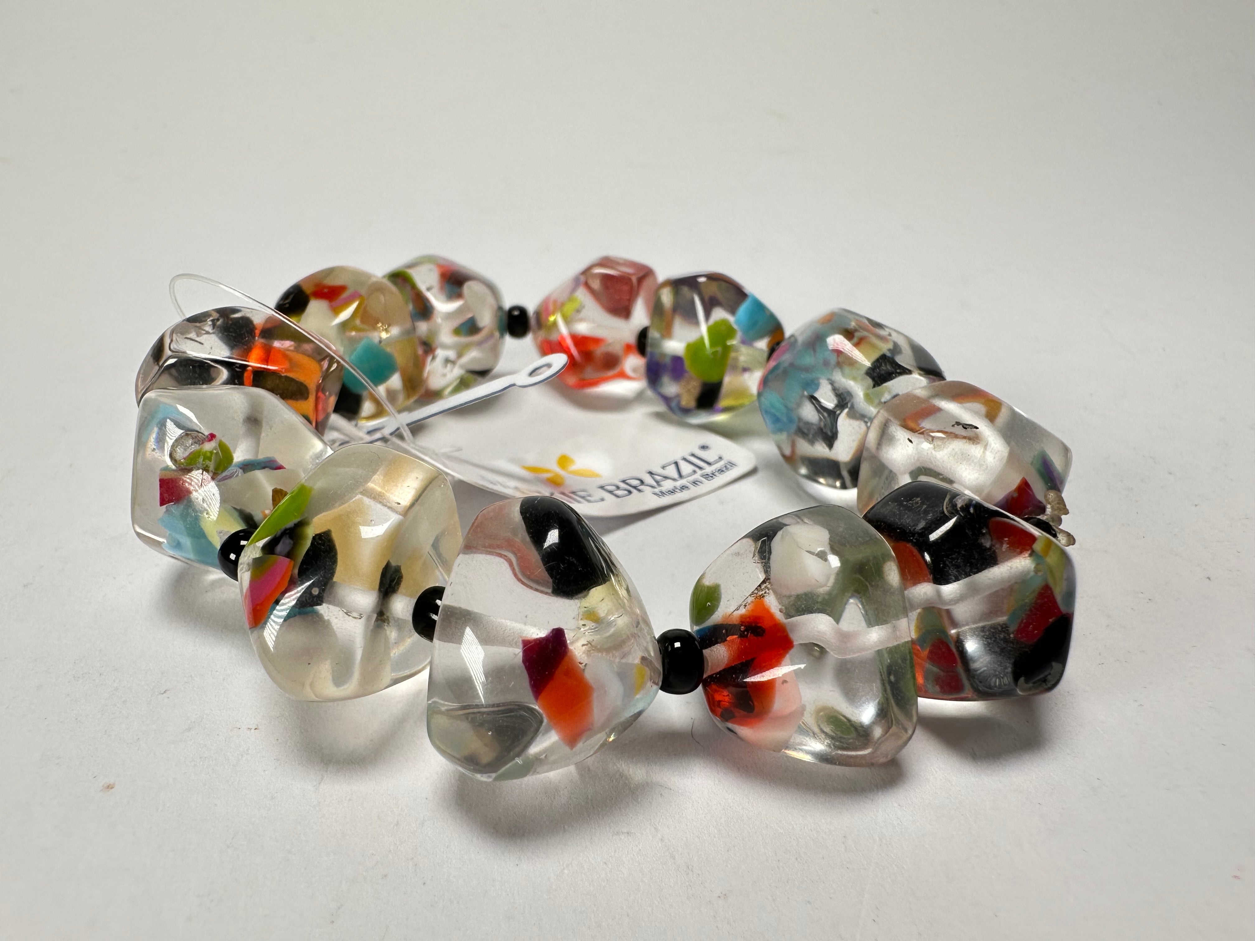 Jackie Brazil "Camille" Cascade Small Abstract Stones Resin Bracelet ( B0930 )