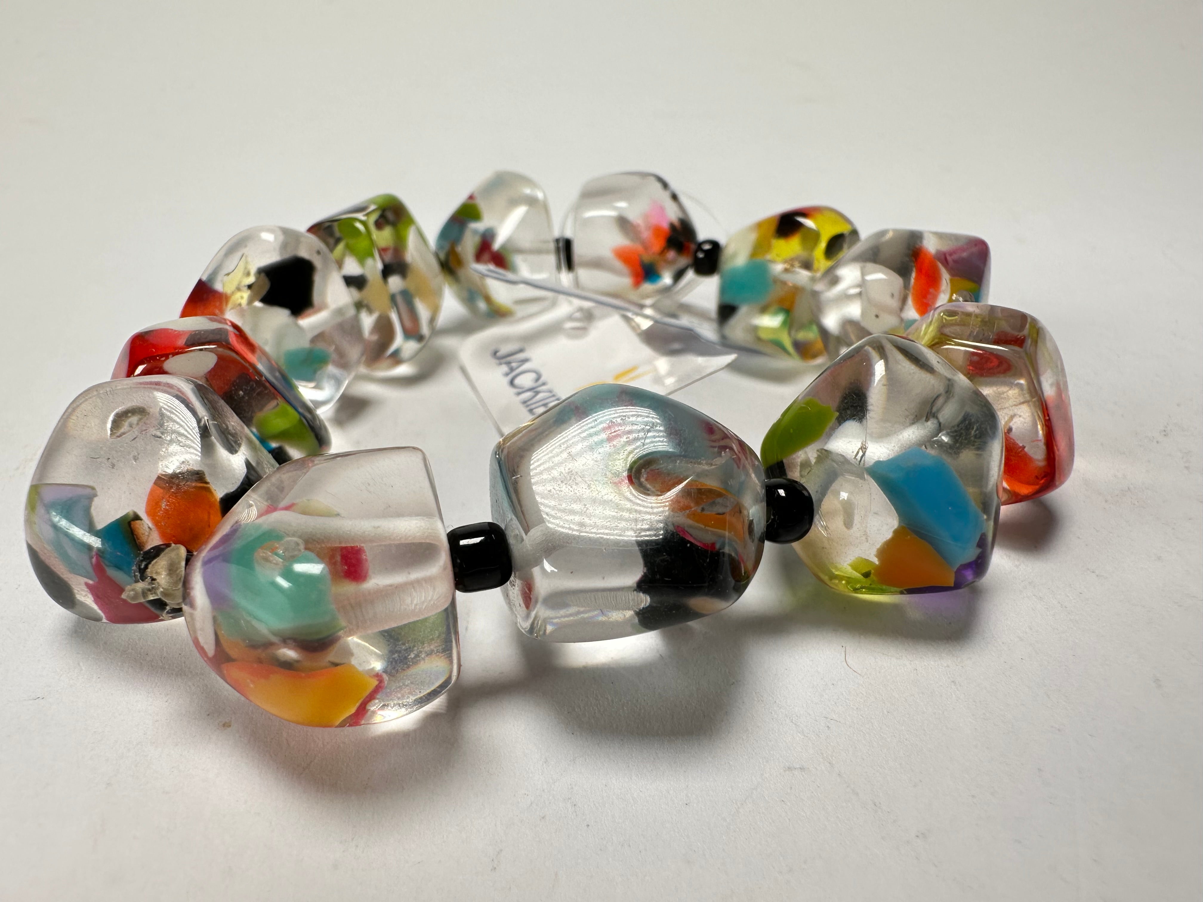 Jackie Brazil "Camille" Cascade Small Abstract Stones Resin Bracelet ( B0930 )