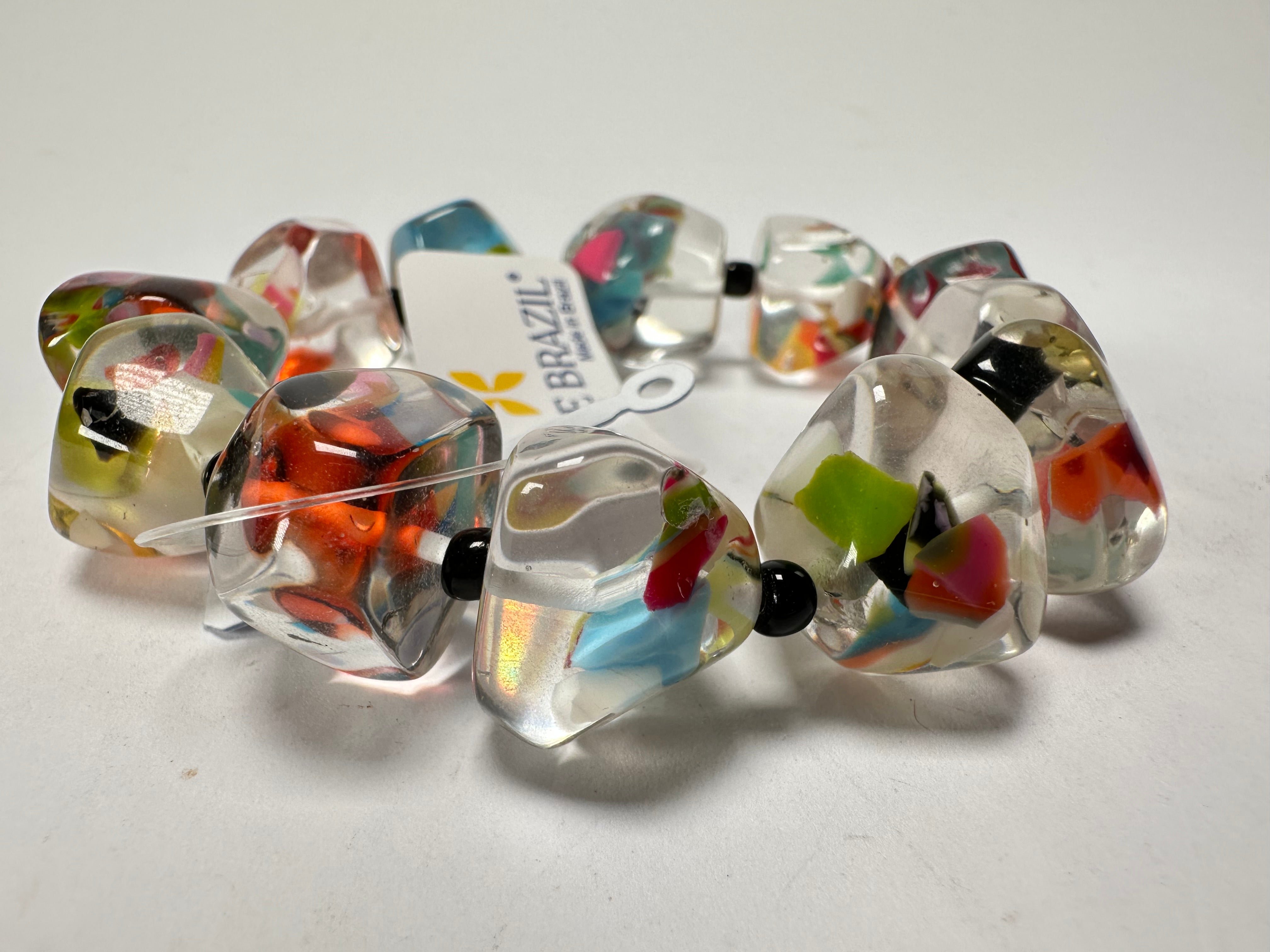 Jackie Brazil "Camille" Cascade Small Abstract Stones Resin Bracelet ( B0930 )