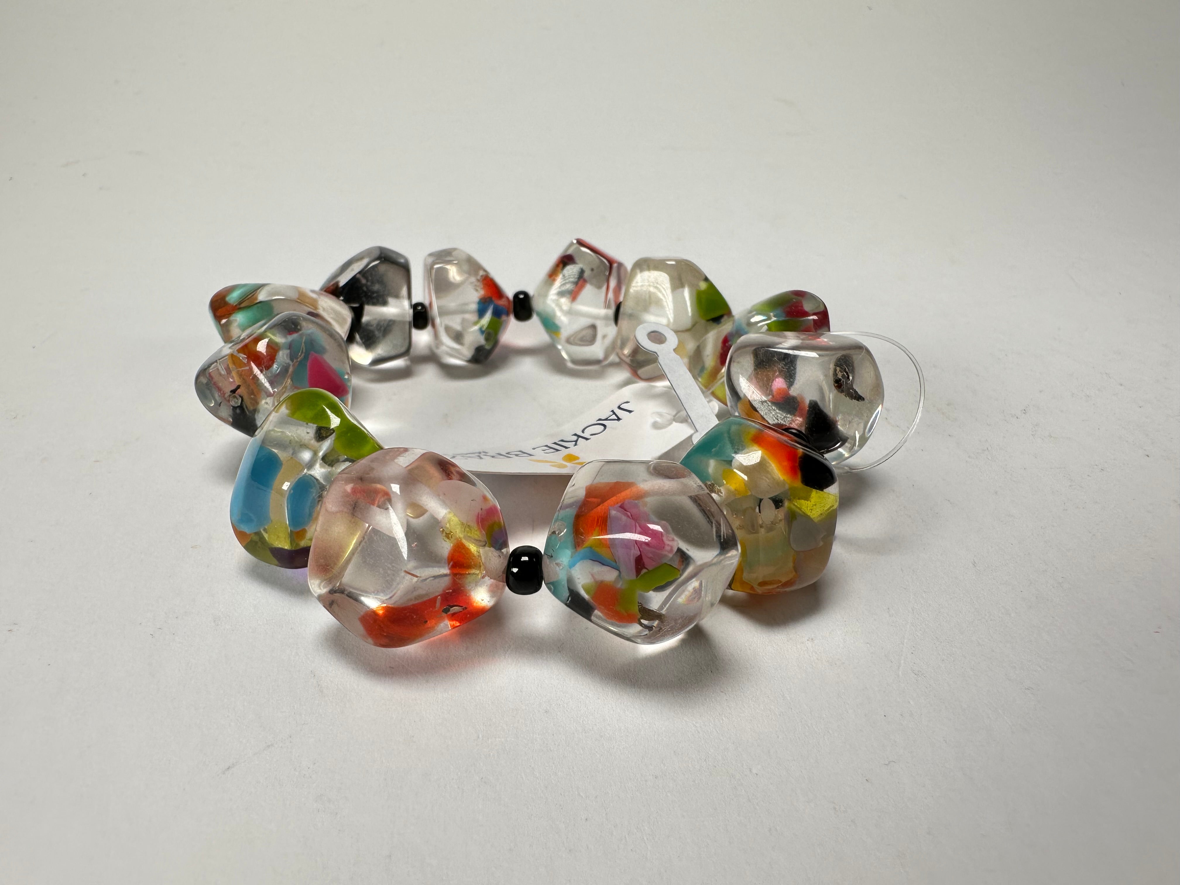 Jackie Brazil "Camille" Cascade Small Abstract Stones Resin Bracelet ( B0930 )