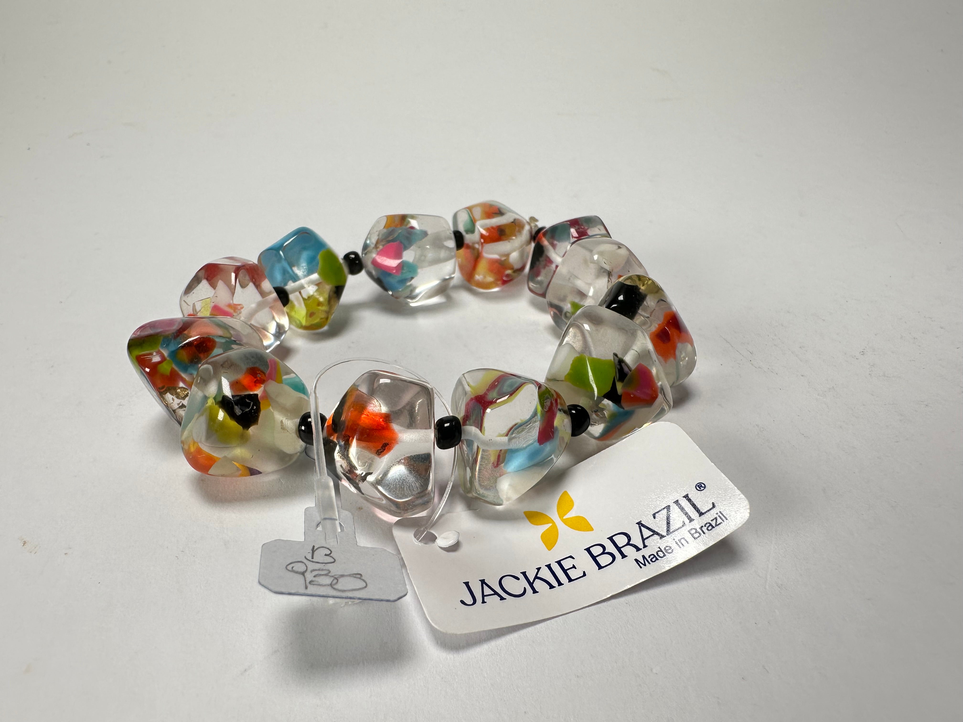 Jackie Brazil "Camille" Cascade Small Abstract Stones Resin Bracelet ( B0930 )