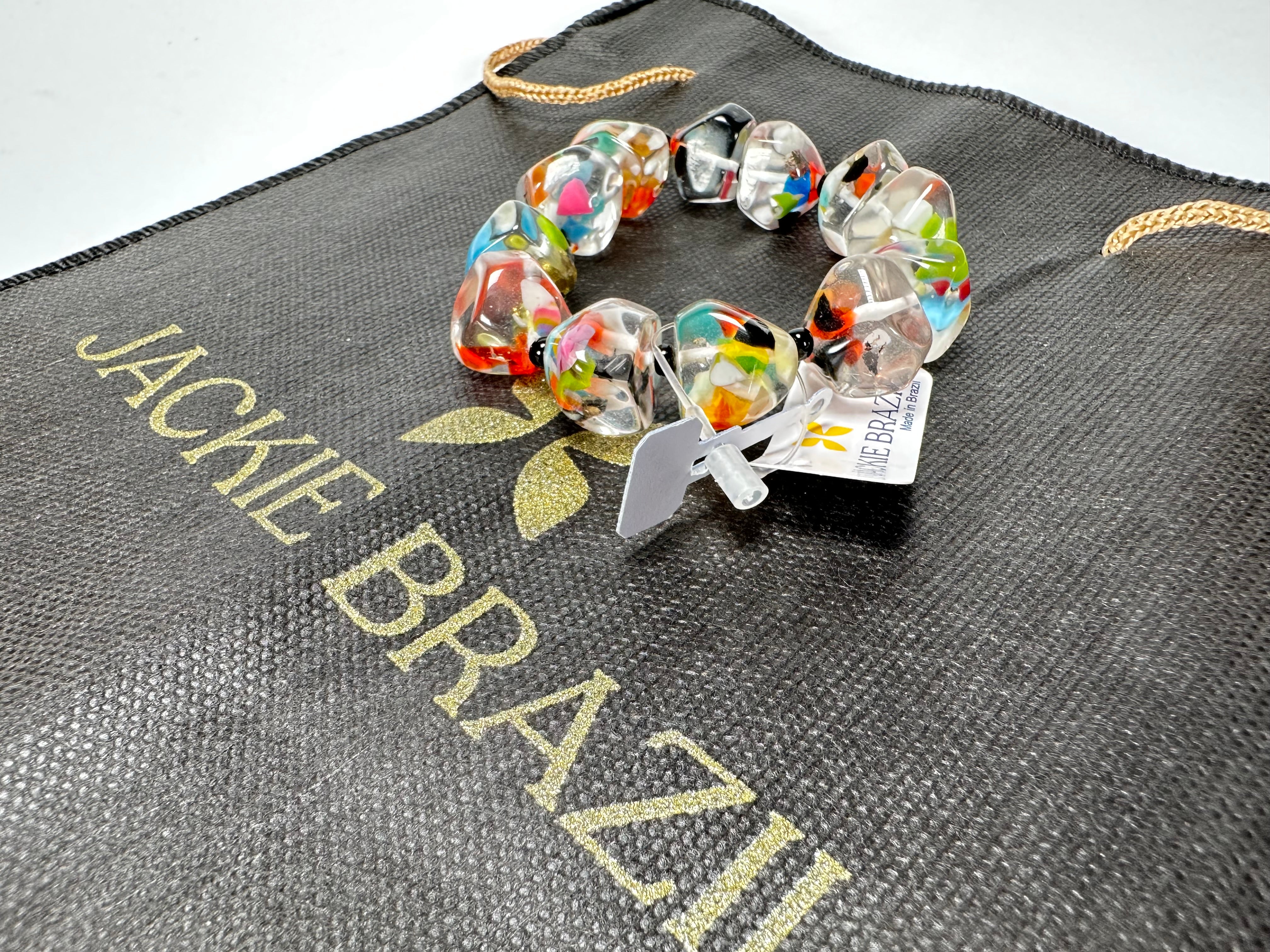 Jackie Brazil "Camille" Cascade Small Abstract Stones Resin Bracelet ( B0930 )