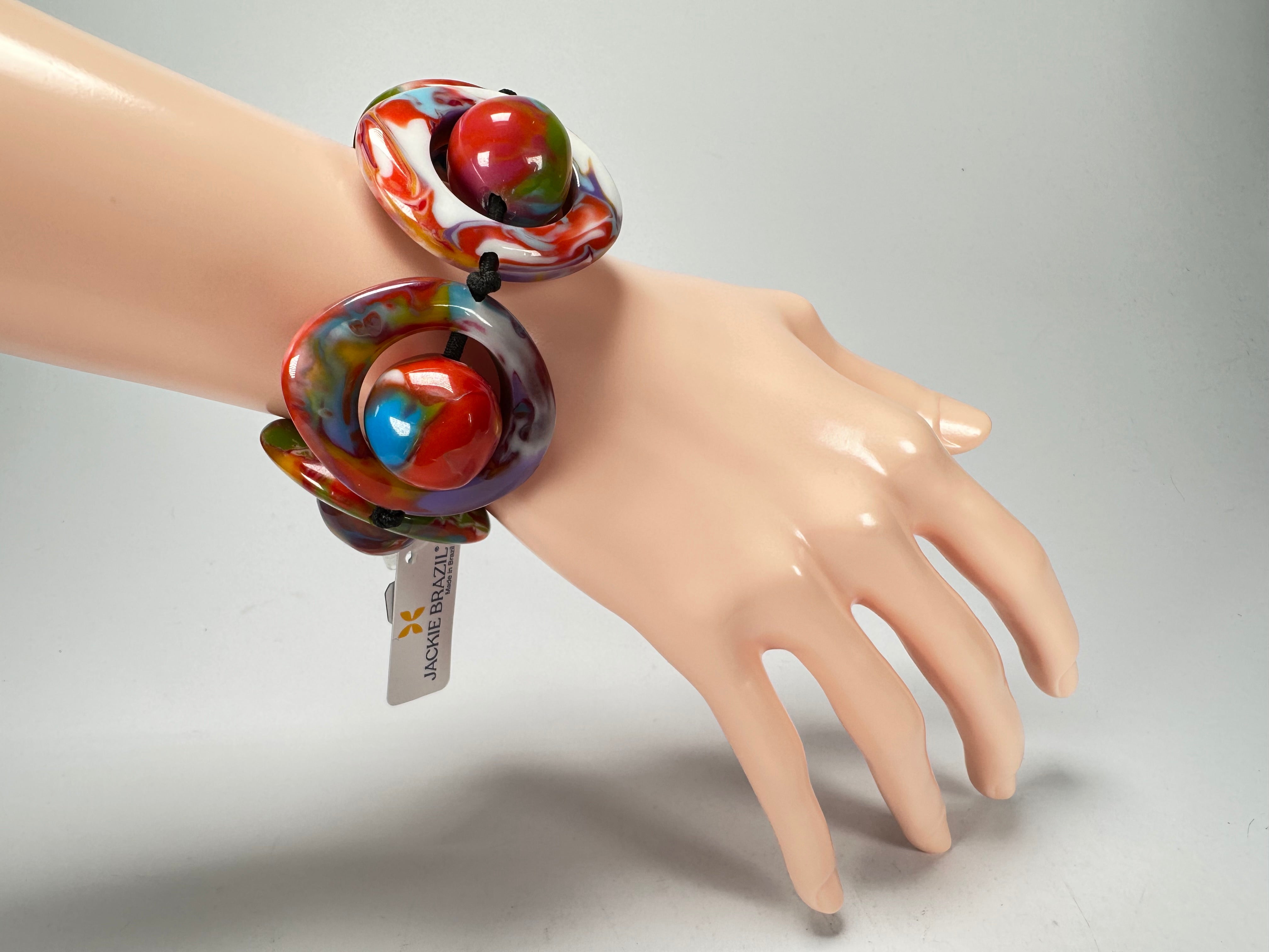 Jackie Brazil "Saturn" Kandinsky Disc & Ball Elastic Bracelet ( B0052 )