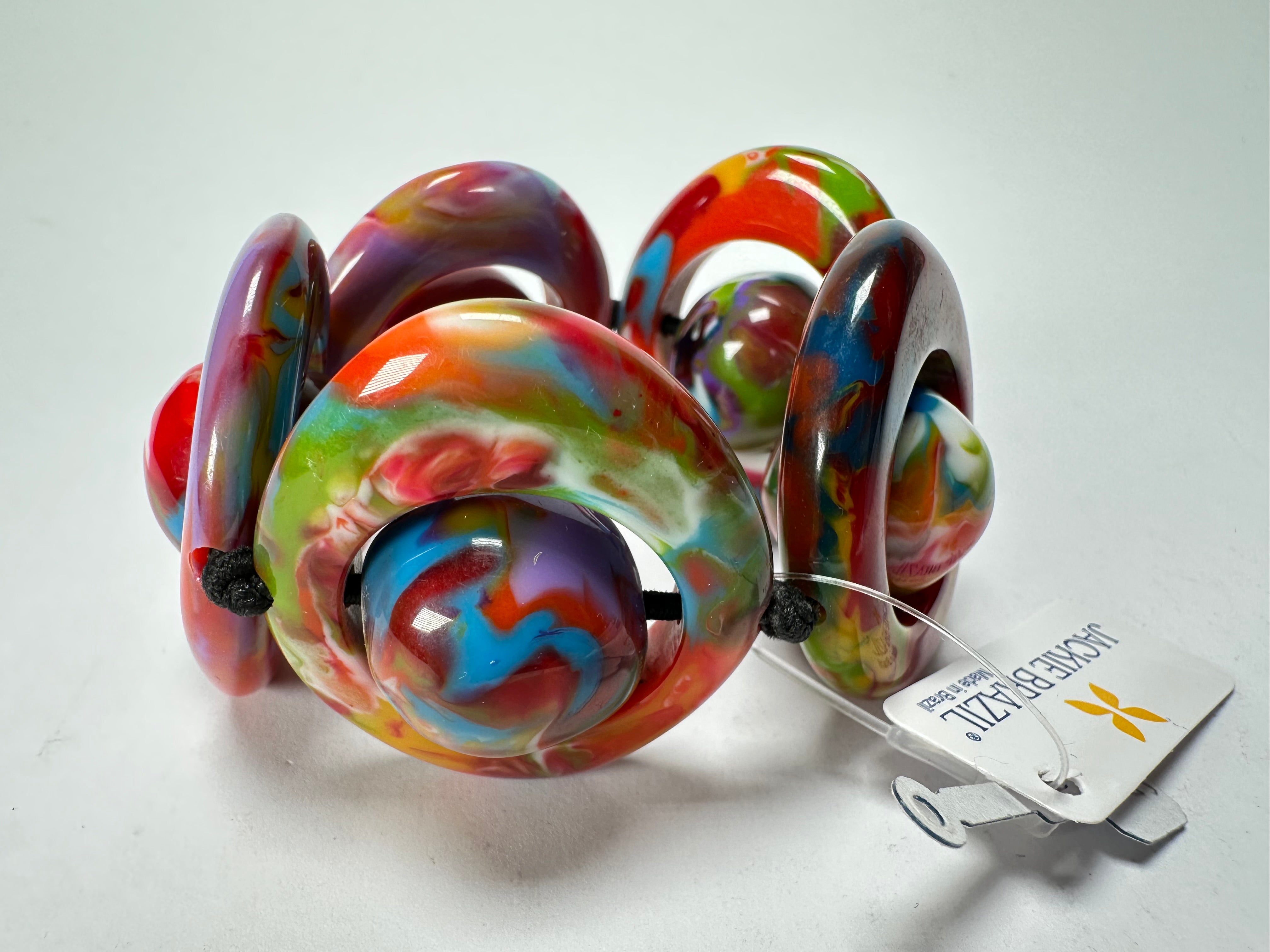 Jackie Brazil "Saturn" Kandinsky Disc & Ball Elastic Bracelet ( B0052 )