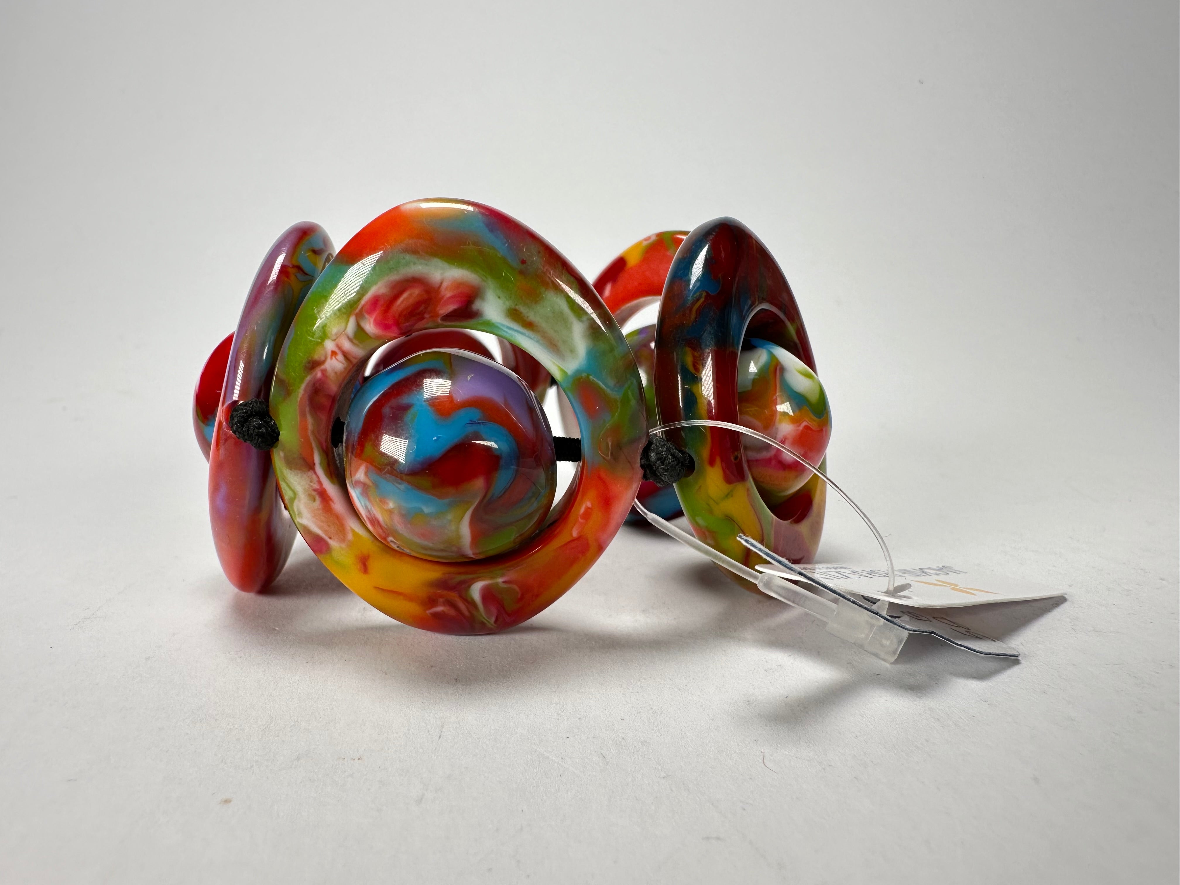 Jackie Brazil "Saturn" Kandinsky Disc & Ball Elastic Bracelet ( B0052 )