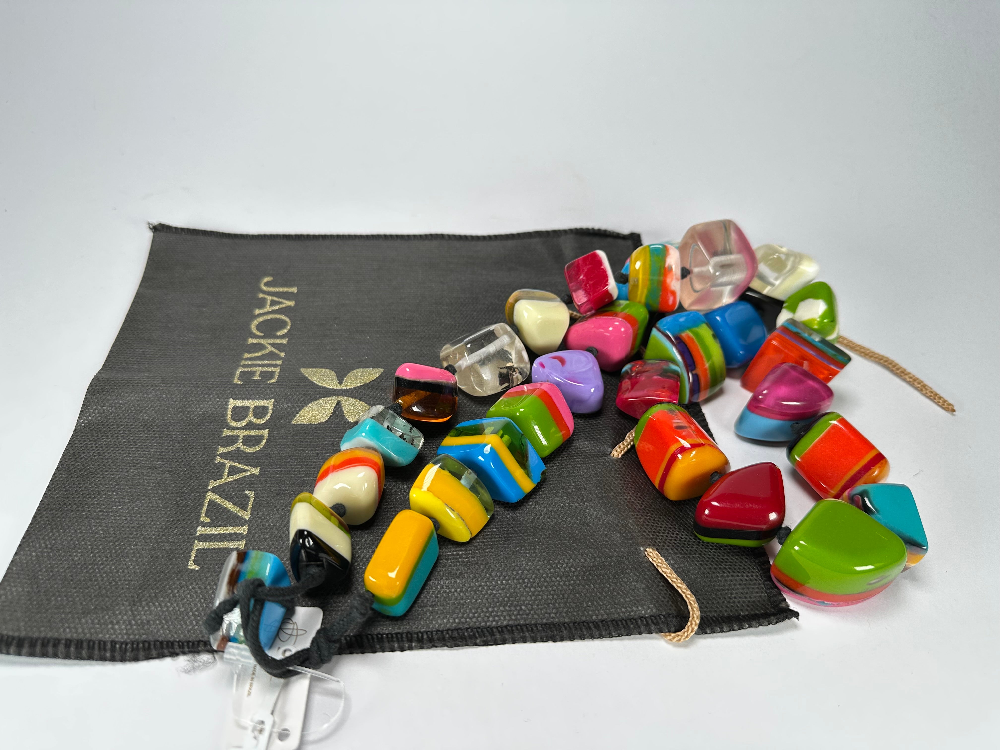 Jackie Brazil "Mix Colours" Large Stones Long 75cm Resin Necklace ( N0425 )