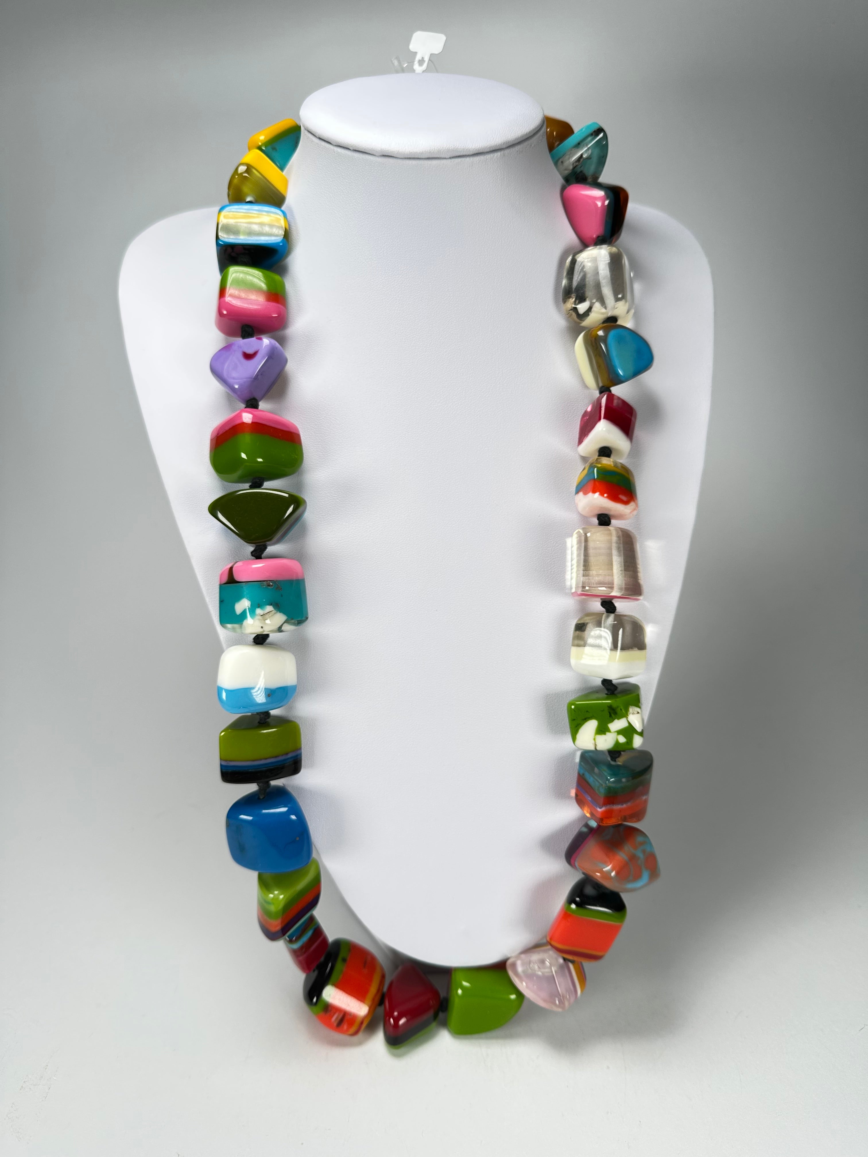 Jackie Brazil "Mix Colours" Large Stones Long 75cm Resin Necklace ( N0425 )