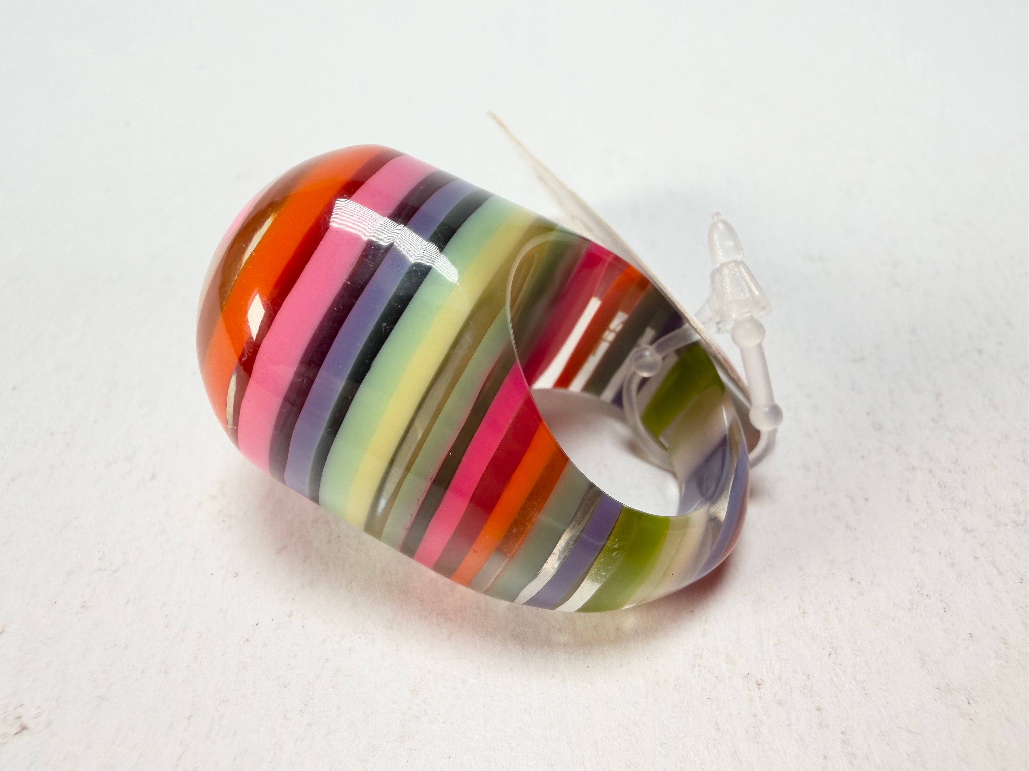 Jackie Brazil "Cat Eye" Liquorice Spring Mix Large Domed Resin Ring ( R1159 ) UK P / USA 8