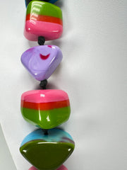 Jackie Brazil "Mix Colours" Large Stones Long 75cm Resin Necklace ( N0425 )