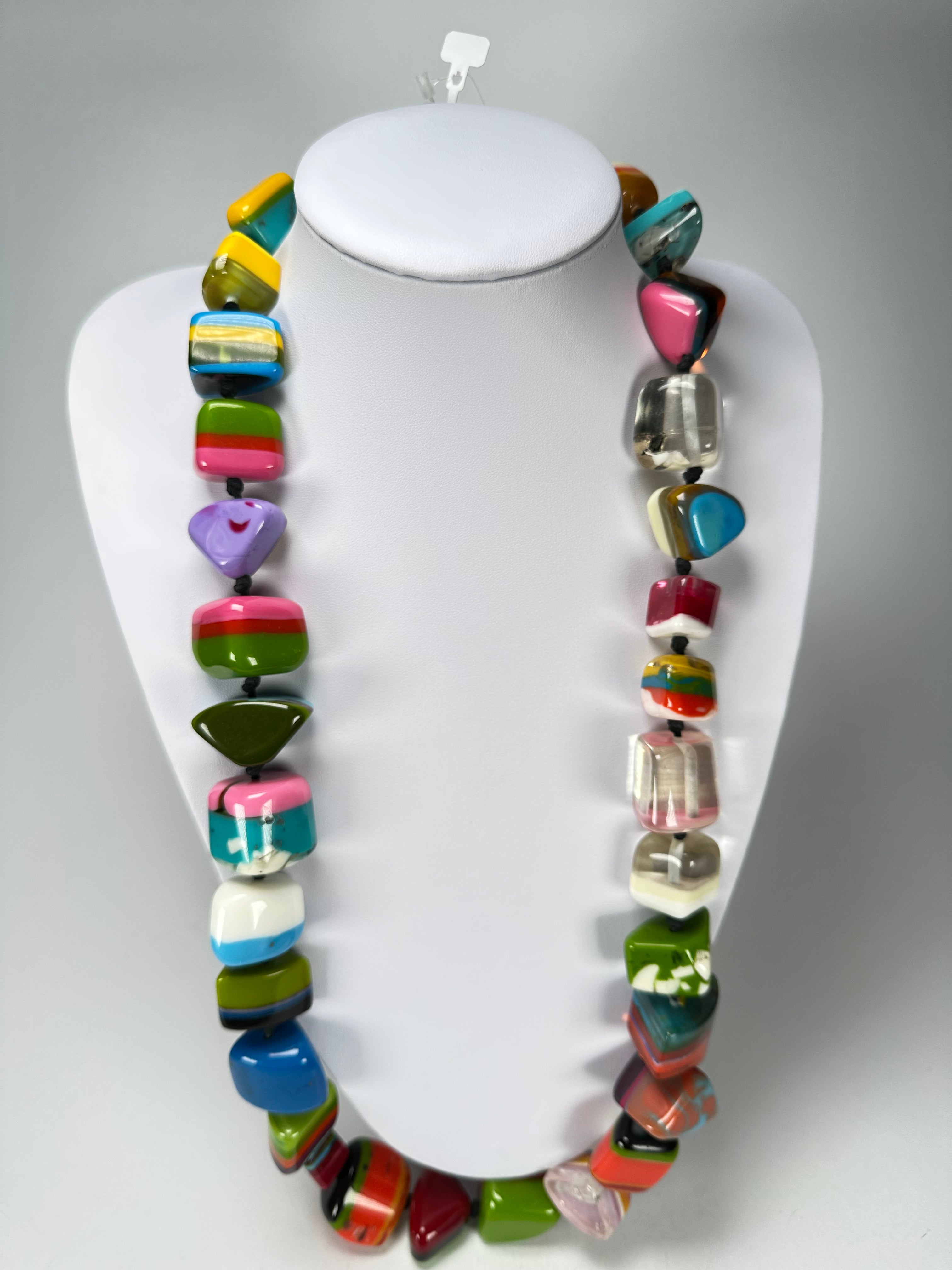 Jackie Brazil "Mix Colours" Large Stones Long 75cm Resin Necklace ( N0425 )