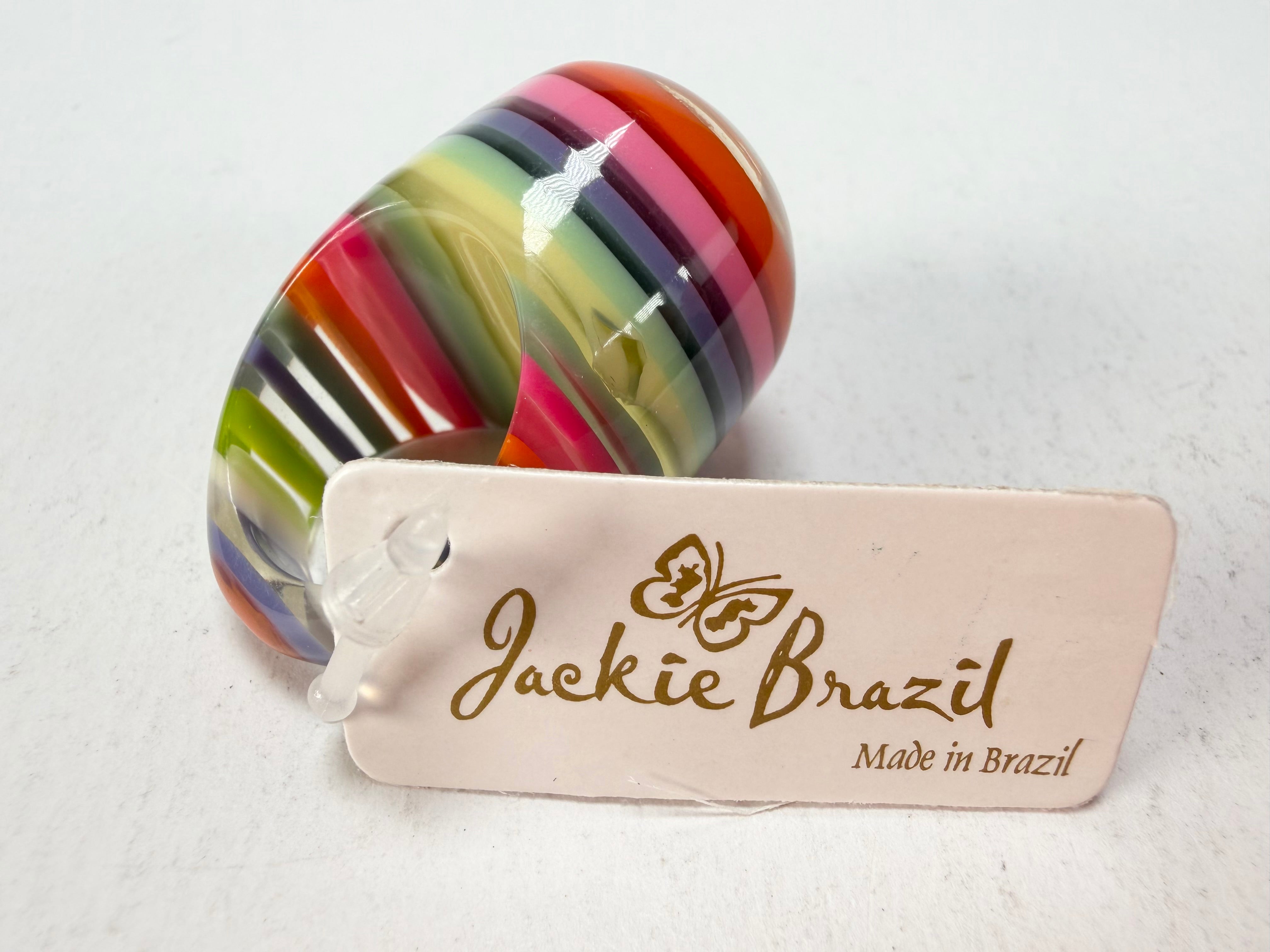 Jackie Brazil "Cat Eye" Liquorice Spring Mix Large Domed Resin Ring ( R1159 ) UK P / USA 8