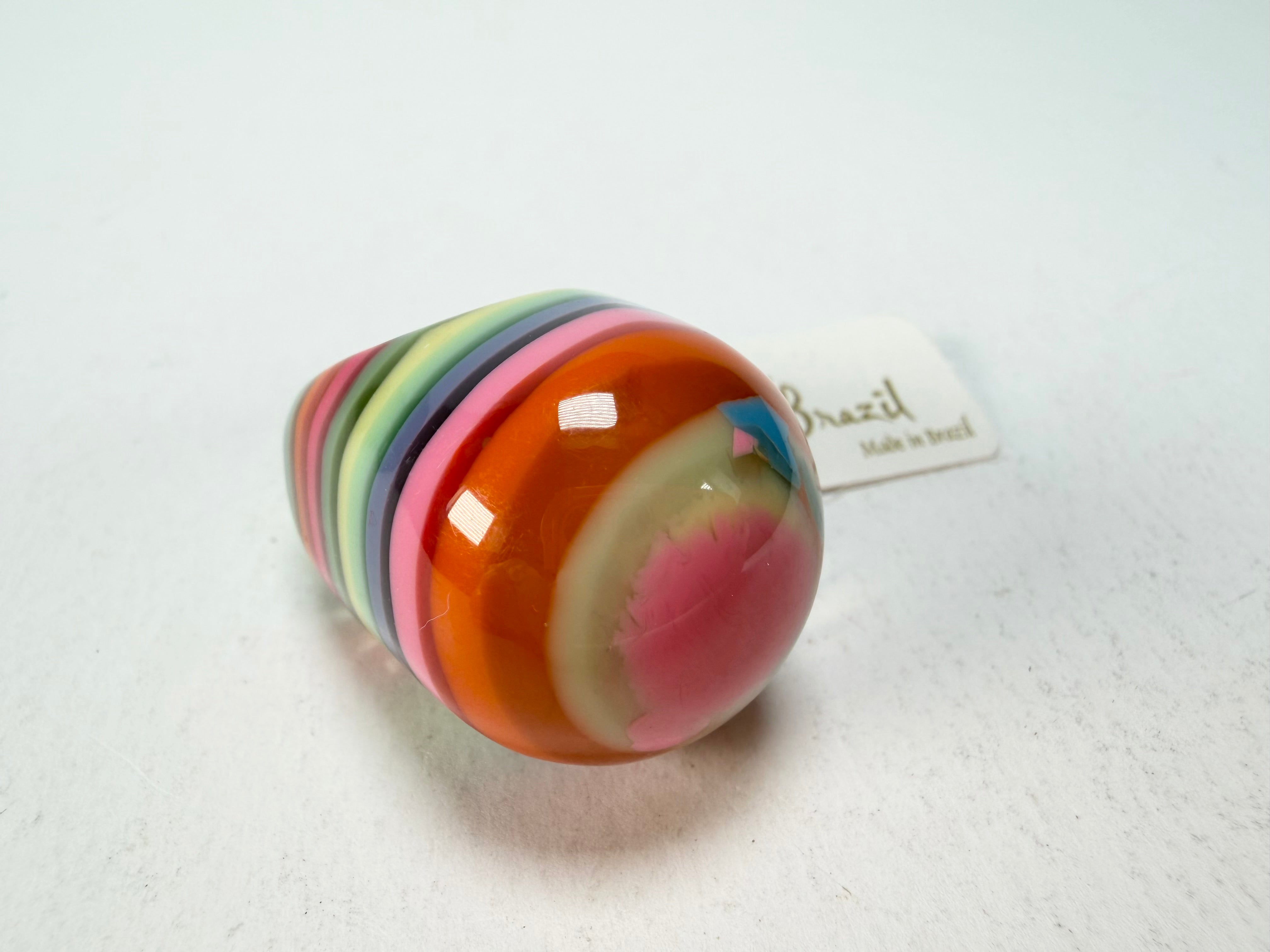 Jackie Brazil "Cat Eye" Liquorice Spring Mix Large Domed Resin Ring ( R1159 ) UK P / USA 8