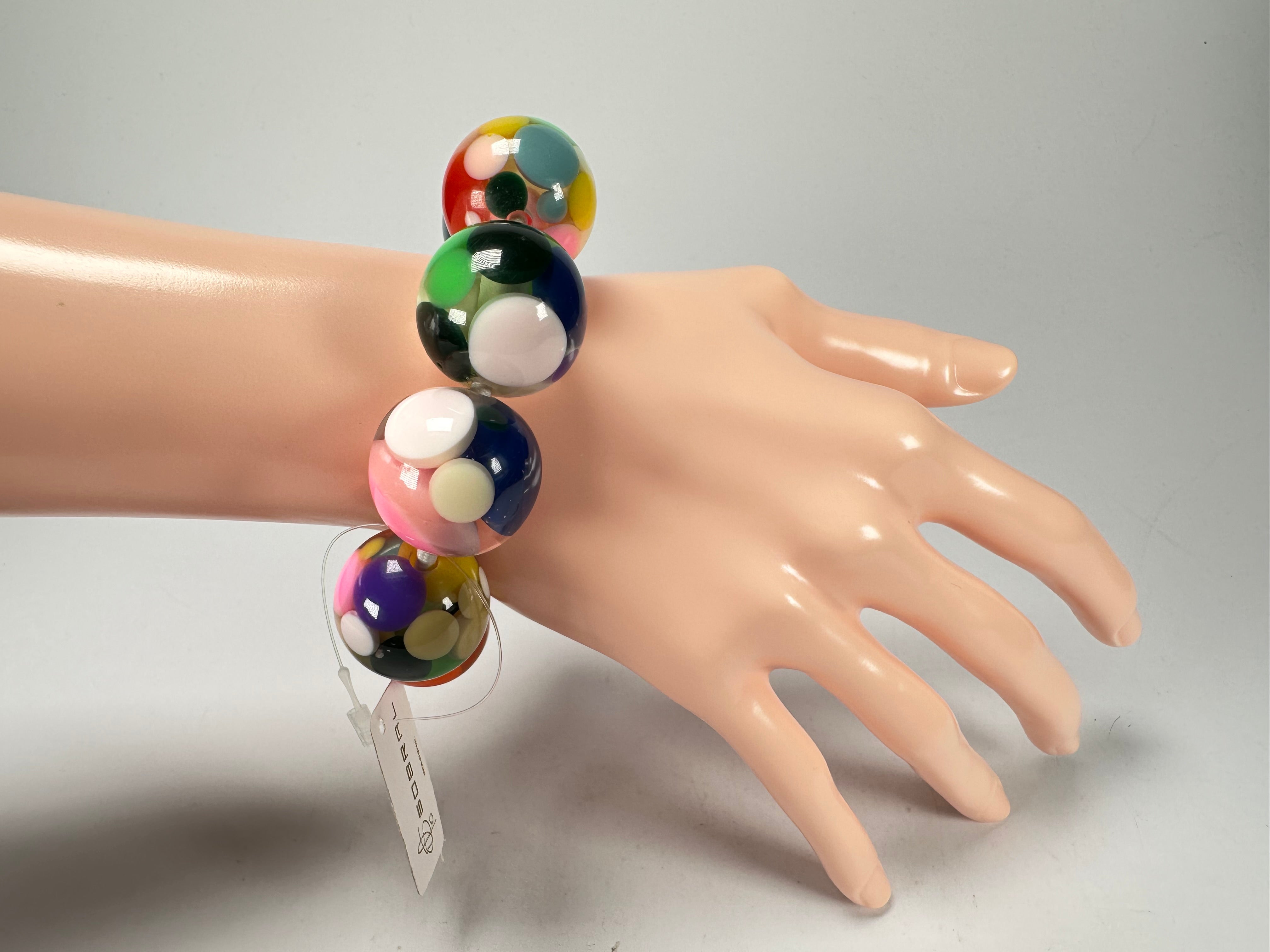 Jackie Brazil "Spots" Spotted Balls On Elastic Resin  Bracelet ( B1470 )