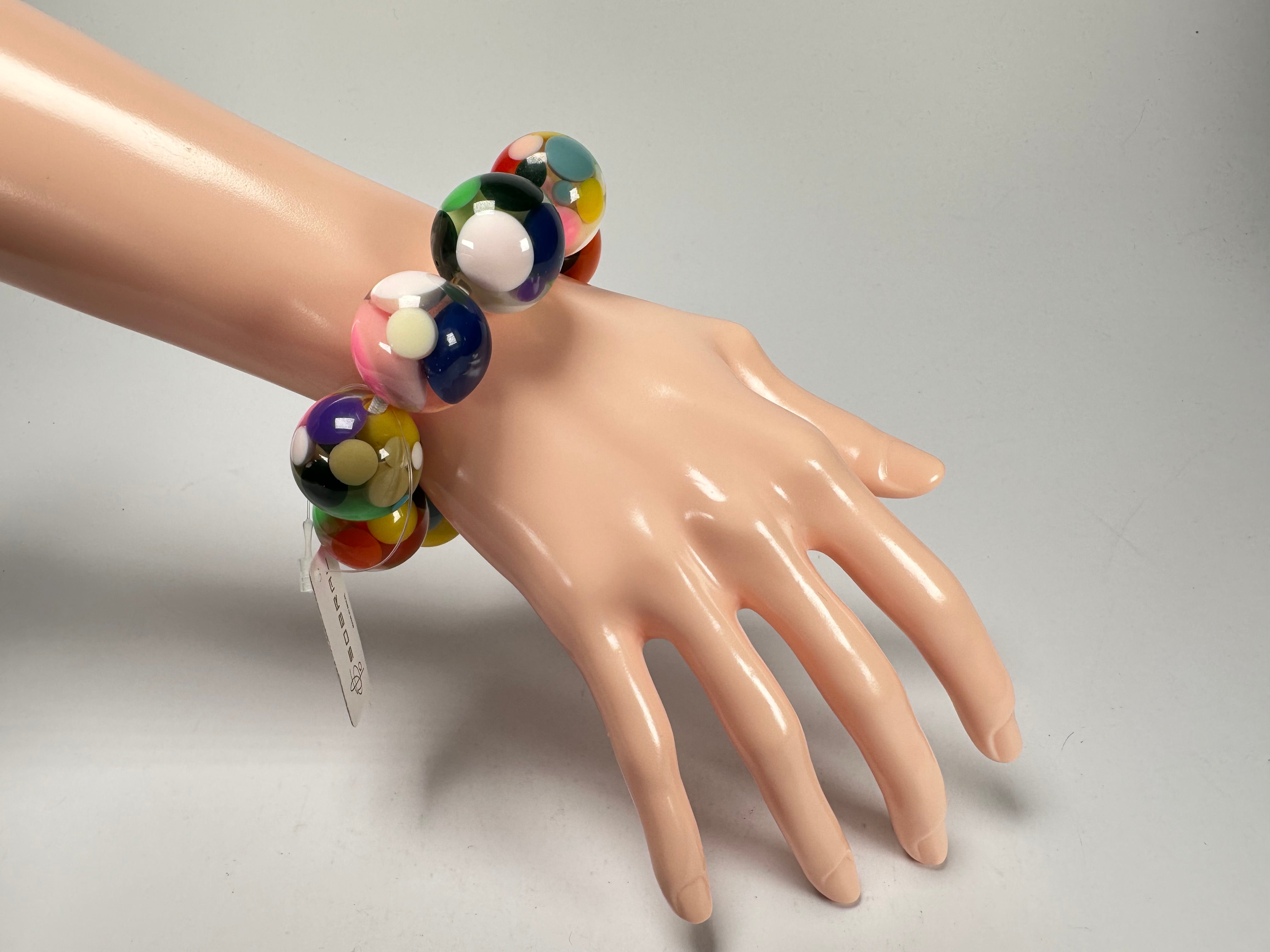 Jackie Brazil "Spots" Spotted Balls On Elastic Resin  Bracelet ( B1470 )