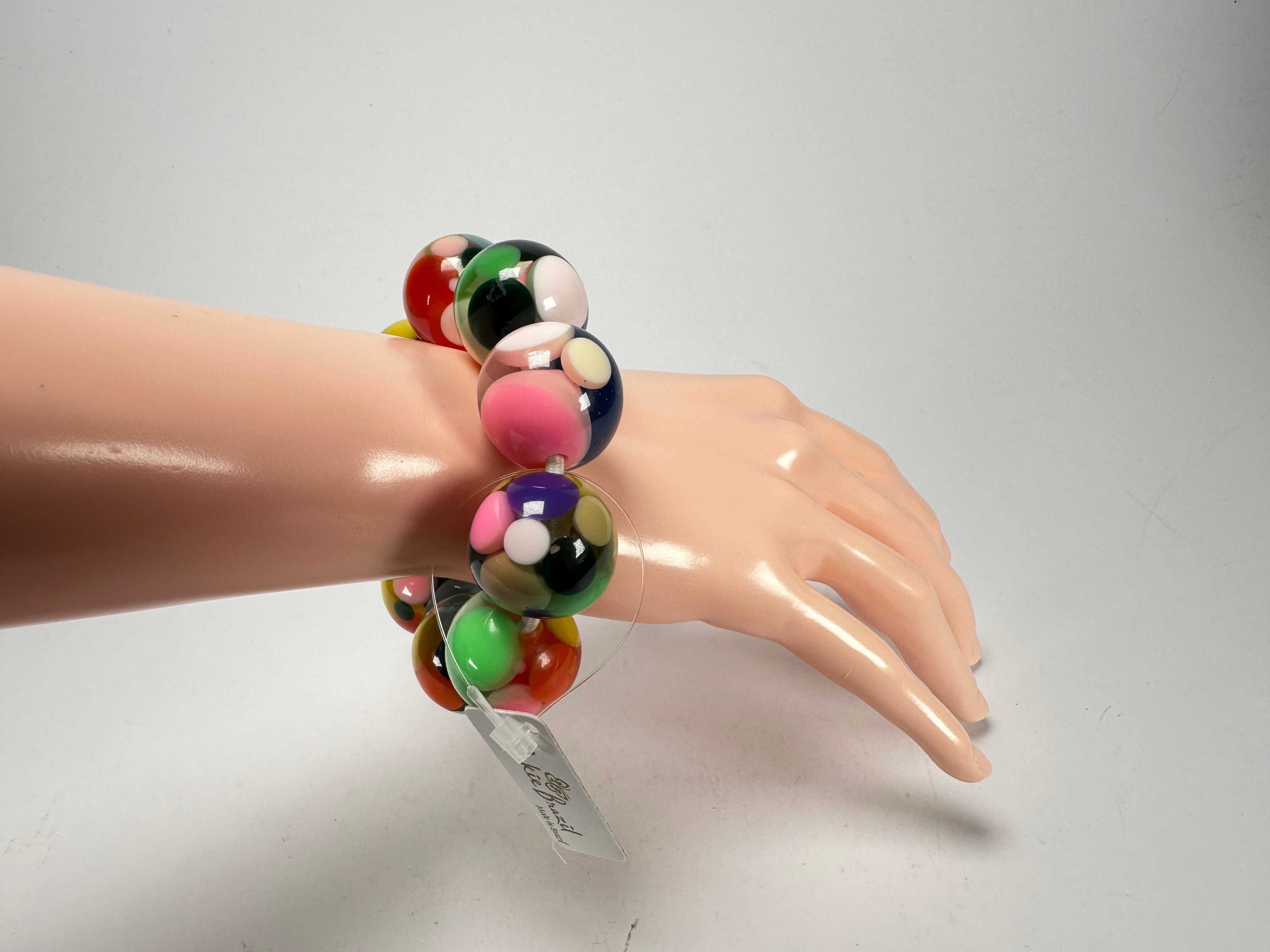 Jackie Brazil "Spots" Spotted Balls On Elastic Resin  Bracelet ( B1470 )