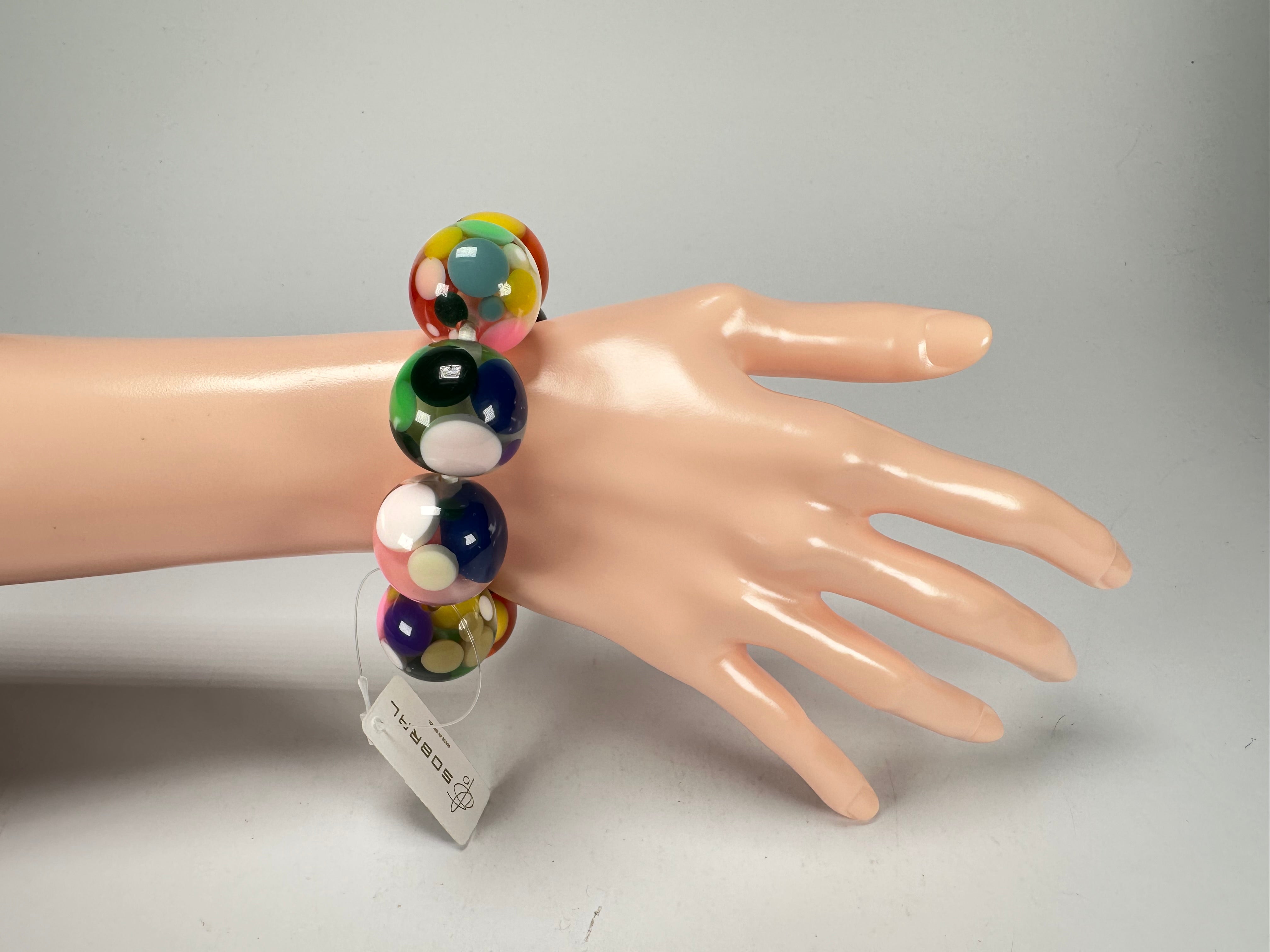 Jackie Brazil "Spots" Spotted Balls On Elastic Resin  Bracelet ( B1470 )