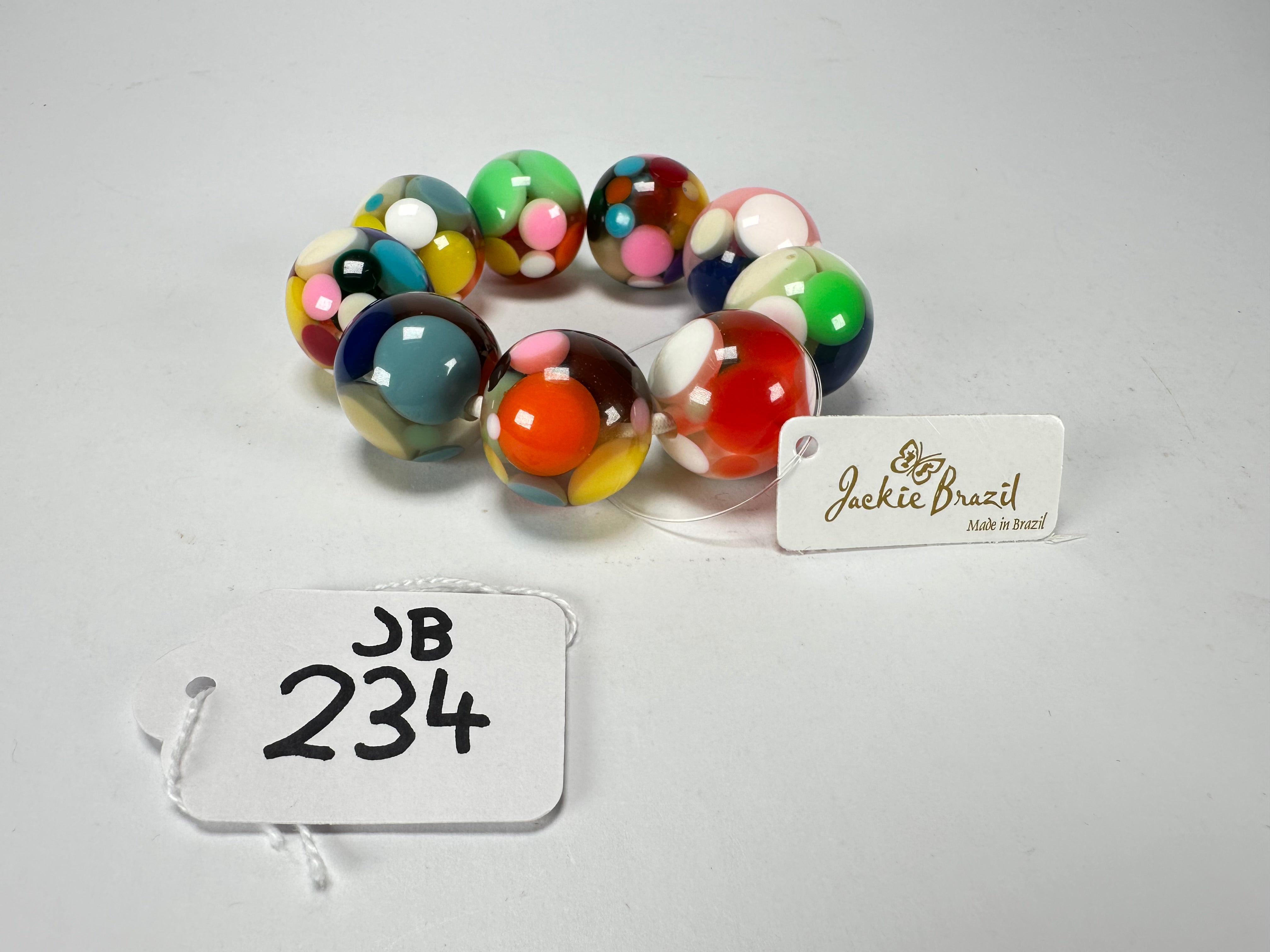 Jackie Brazil "Spots" Spotted Balls On Elastic Resin  Bracelet ( B1470 )