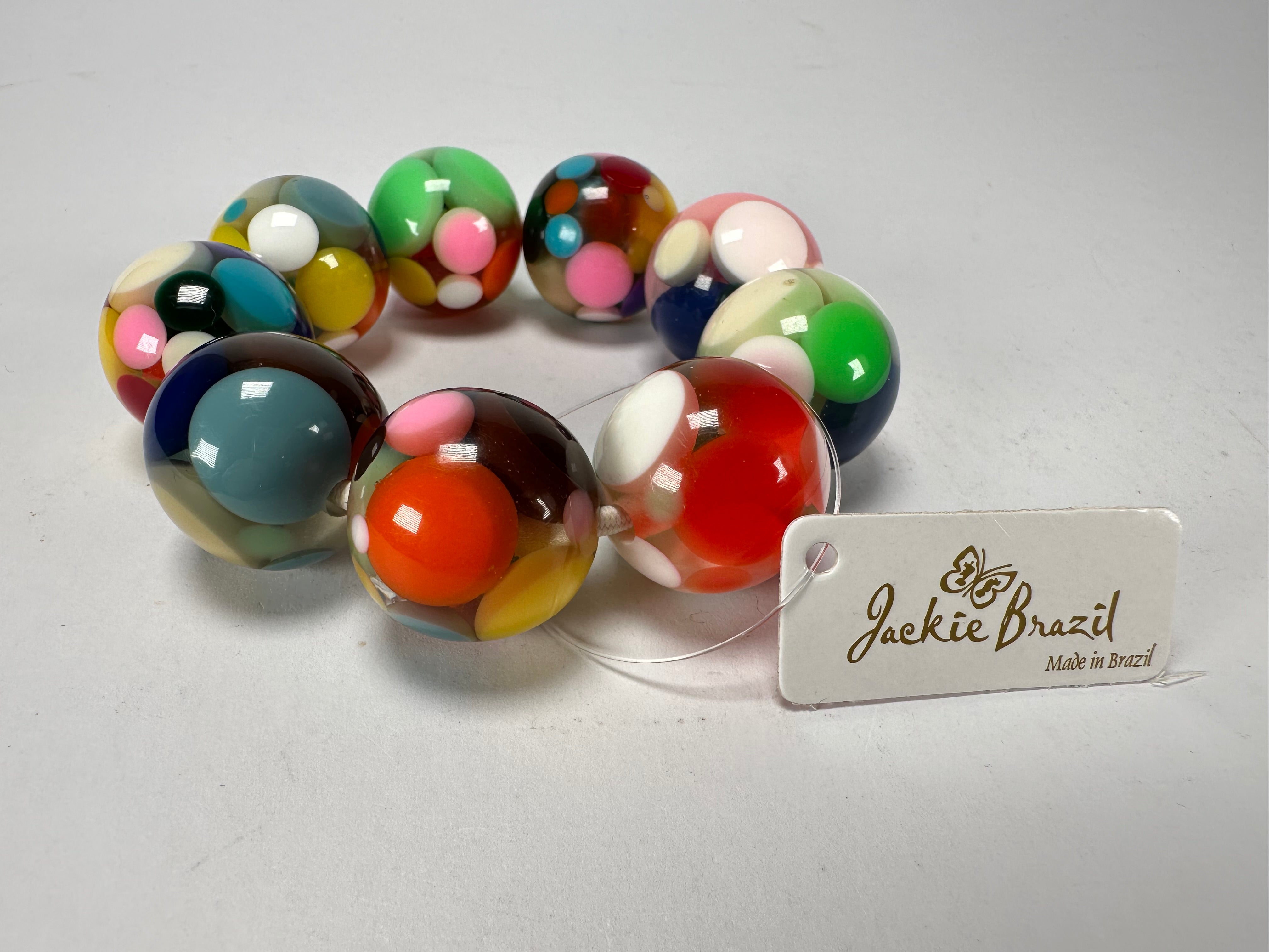 Jackie Brazil "Spots" Spotted Balls On Elastic Resin  Bracelet ( B1470 )