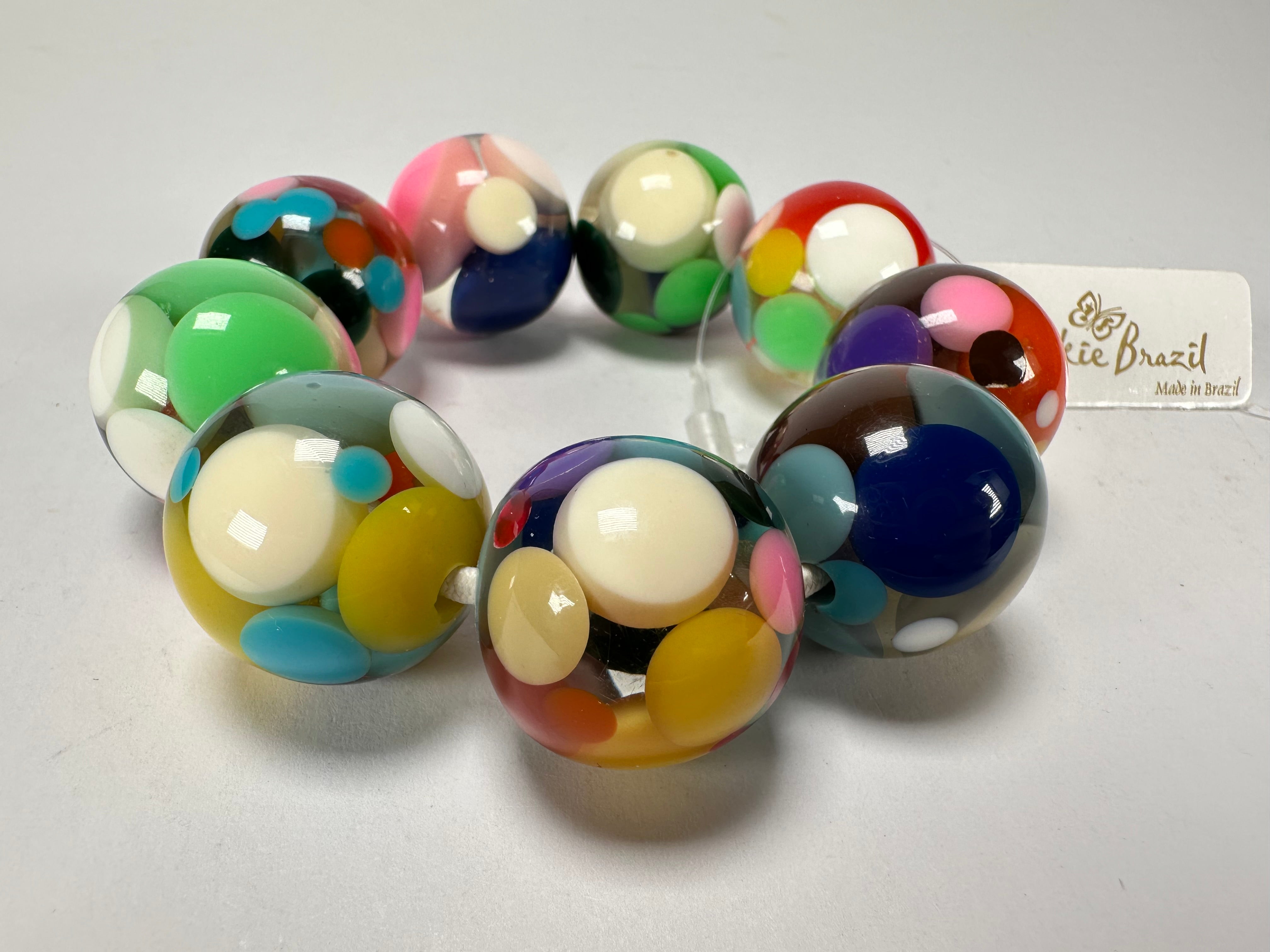 Jackie Brazil "Spots" Spotted Balls On Elastic Resin  Bracelet ( B1470 )