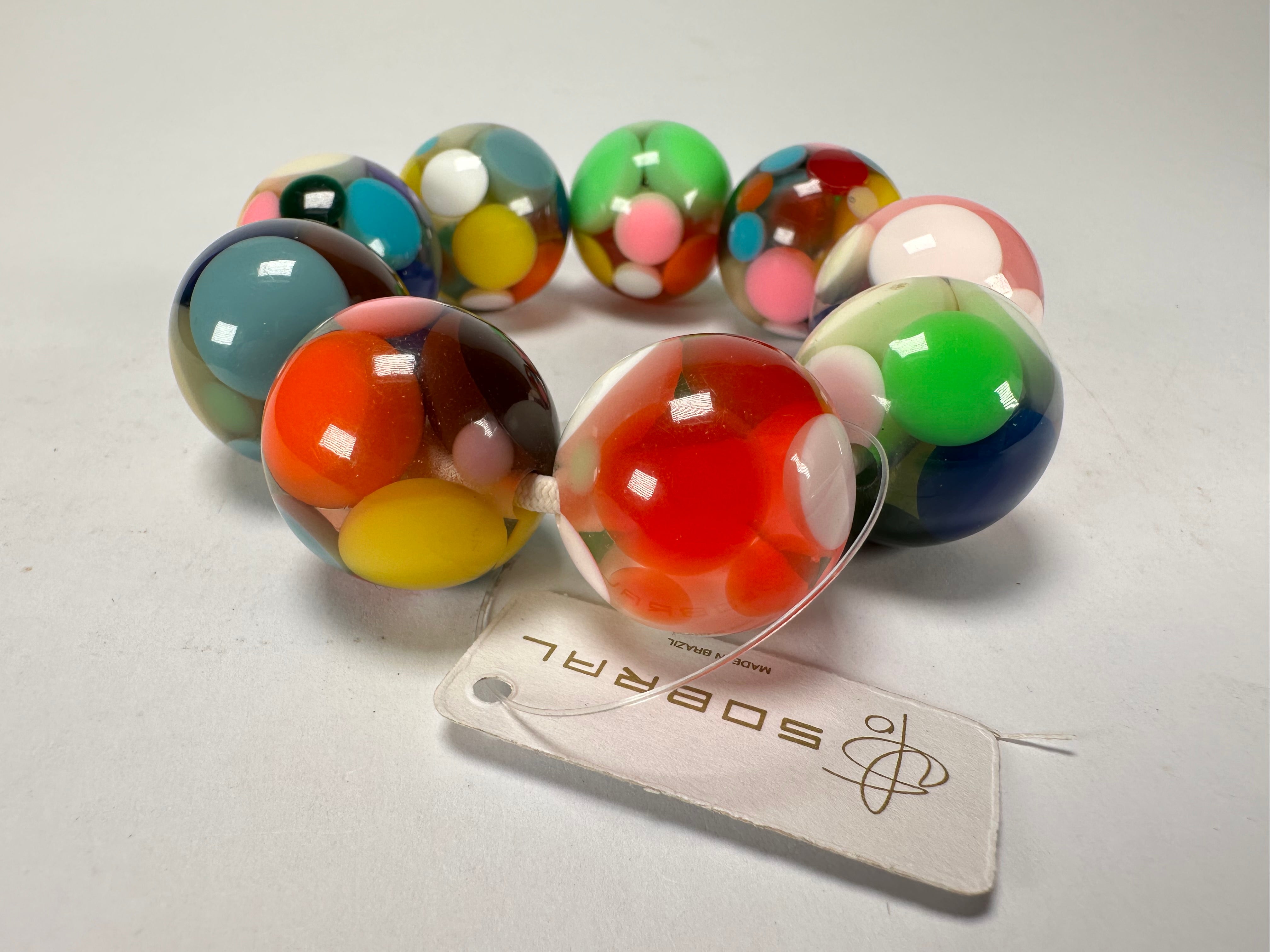 Jackie Brazil "Spots" Spotted Balls On Elastic Resin  Bracelet ( B1470 )