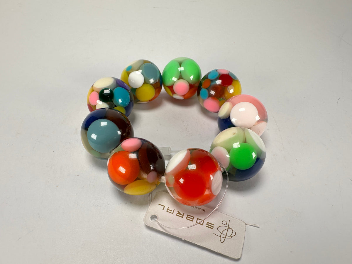 Jackie Brazil "Spots" Spotted Balls On Elastic Resin  Bracelet ( B1470 )