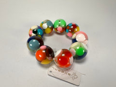 Jackie Brazil "Spots" Spotted Balls On Elastic Resin  Bracelet ( B1470 )