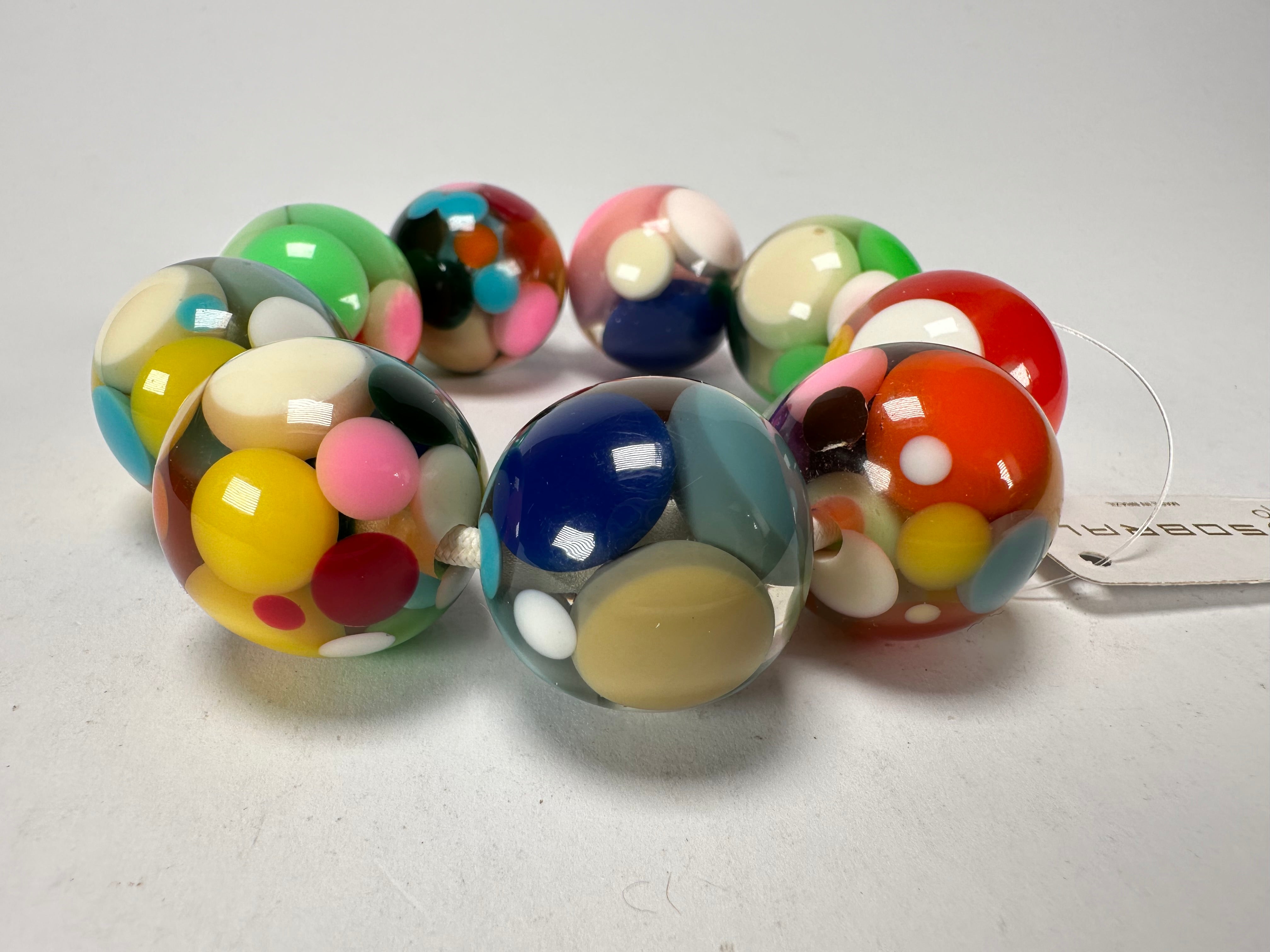 Jackie Brazil "Spots" Spotted Balls On Elastic Resin  Bracelet ( B1470 )