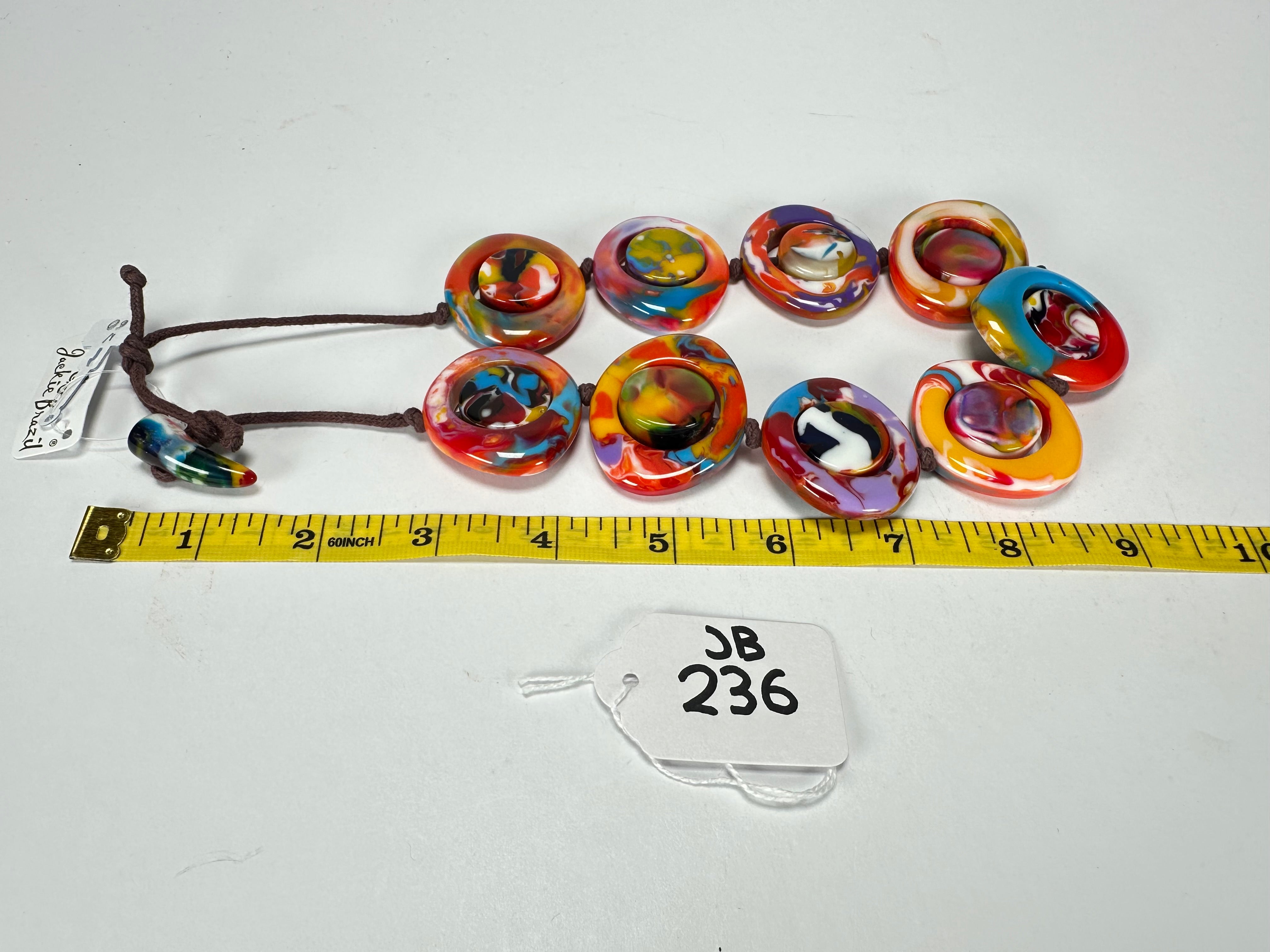 Jackie Brazil "Saturn" Kandinsky Disk and Cylinder On String Short 50cm Necklace ( N0060 )