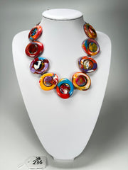 Jackie Brazil "Saturn" Kandinsky Disk and Cylinder On String Short 50cm Necklace ( N0060 )