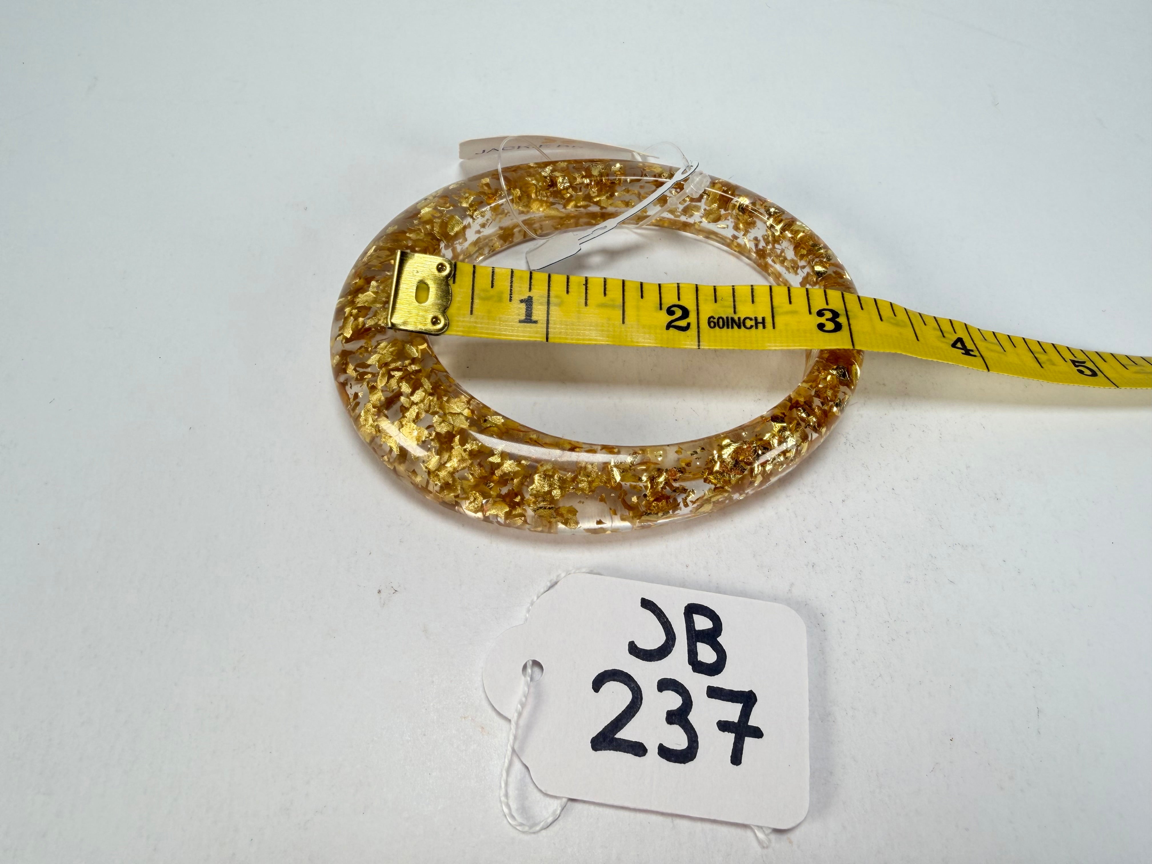 Jackie Brazil "Solid Oval" Gold Flakes 1.3cm Resin Bangle ( B0040 )