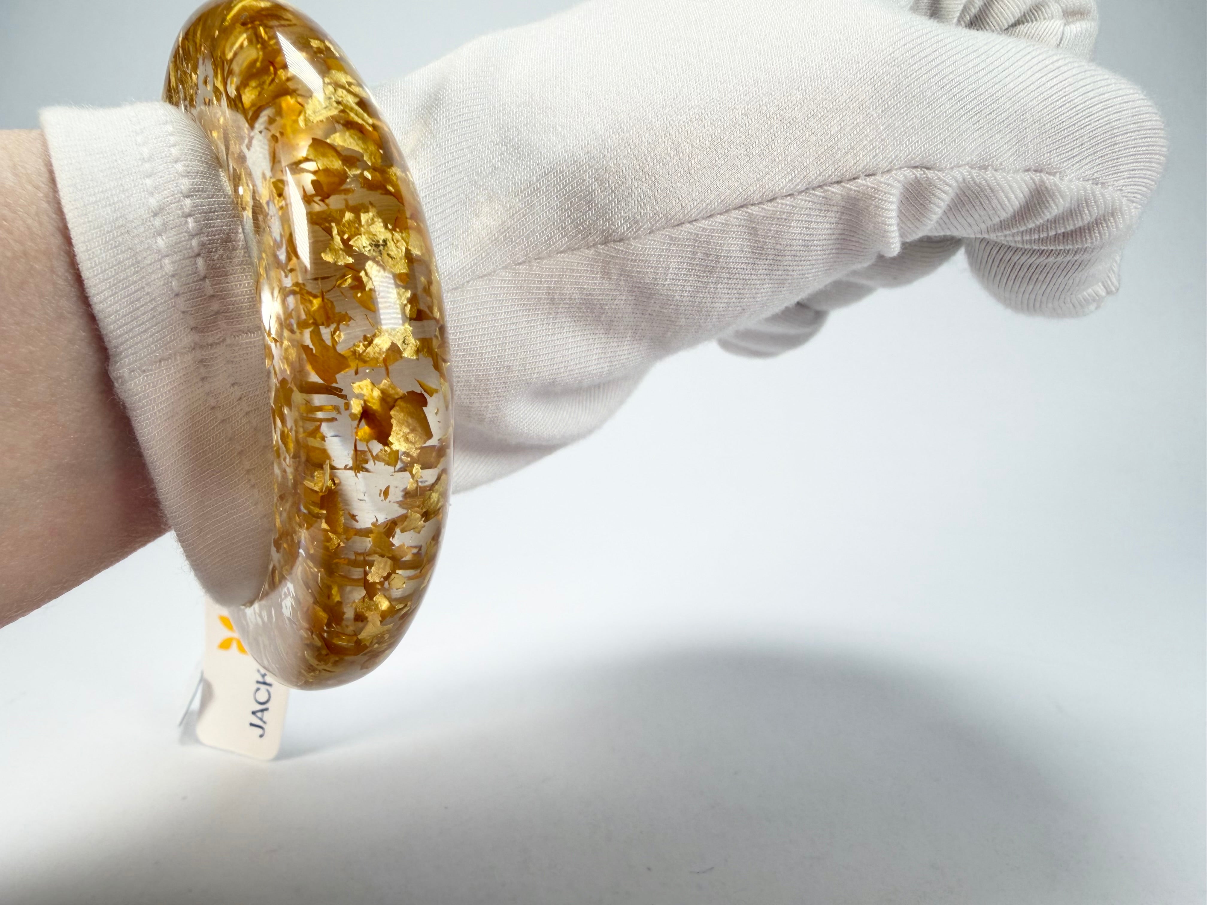 Jackie Brazil "Solid Oval" Gold Flakes 1.3cm Resin Bangle ( B0040 )
