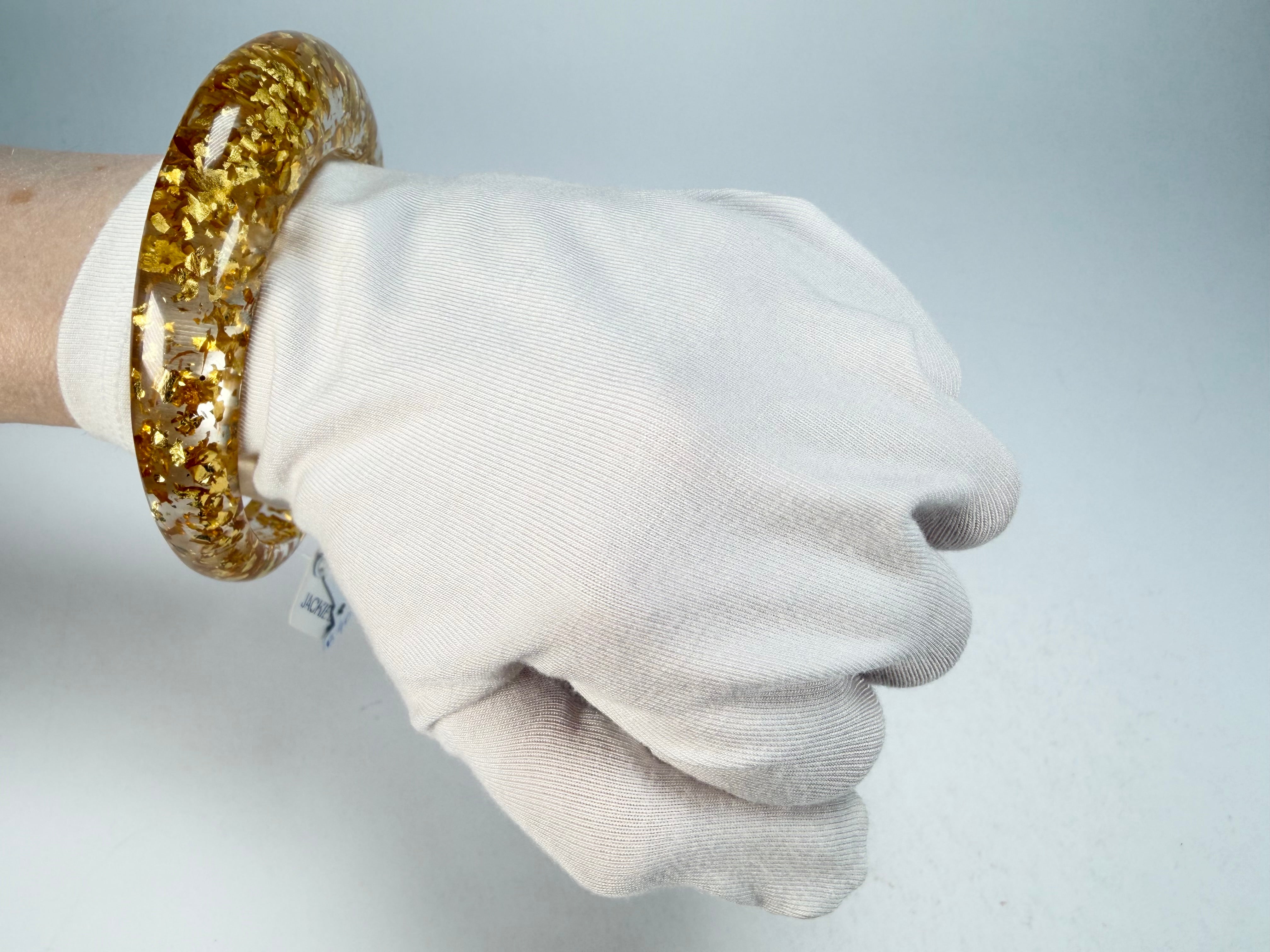 Jackie Brazil "Solid Oval" Gold Flakes 1.3cm Resin Bangle ( B0040 )